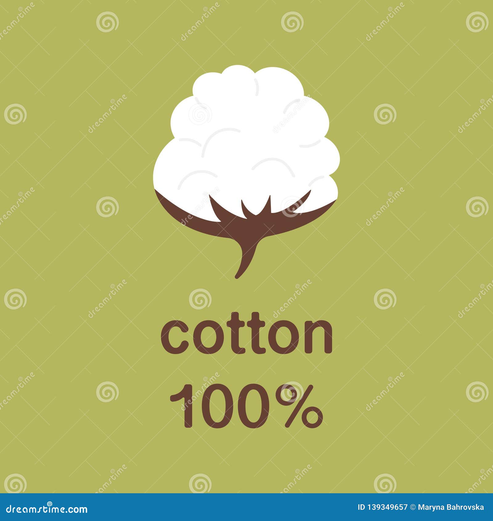 Natural Organic Cotton Vector Label, Sticker, Logo. Isolated Icon on Green  Background Stock Vector - Illustration of isolated, design: 139349657