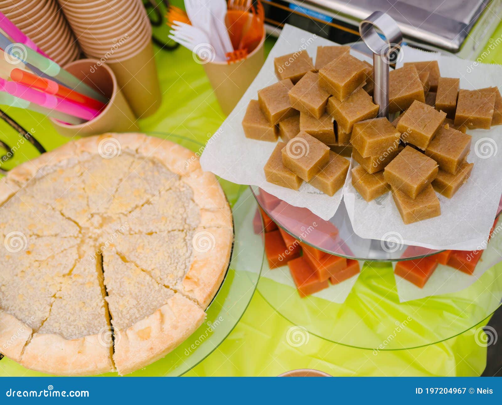 Natural Organic Sweets for Vegetarians. Pie and Candy on the Table