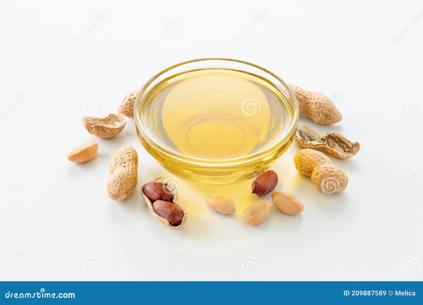Natural Peanut Oil in a Bowl with Peanuts Stock Image Image of studio