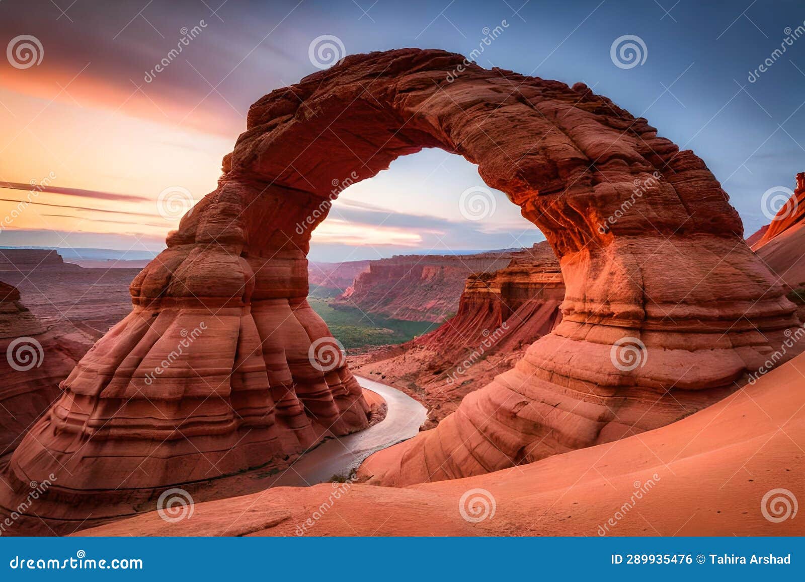 natural picturesque erosive arch in hills from red sandstone.