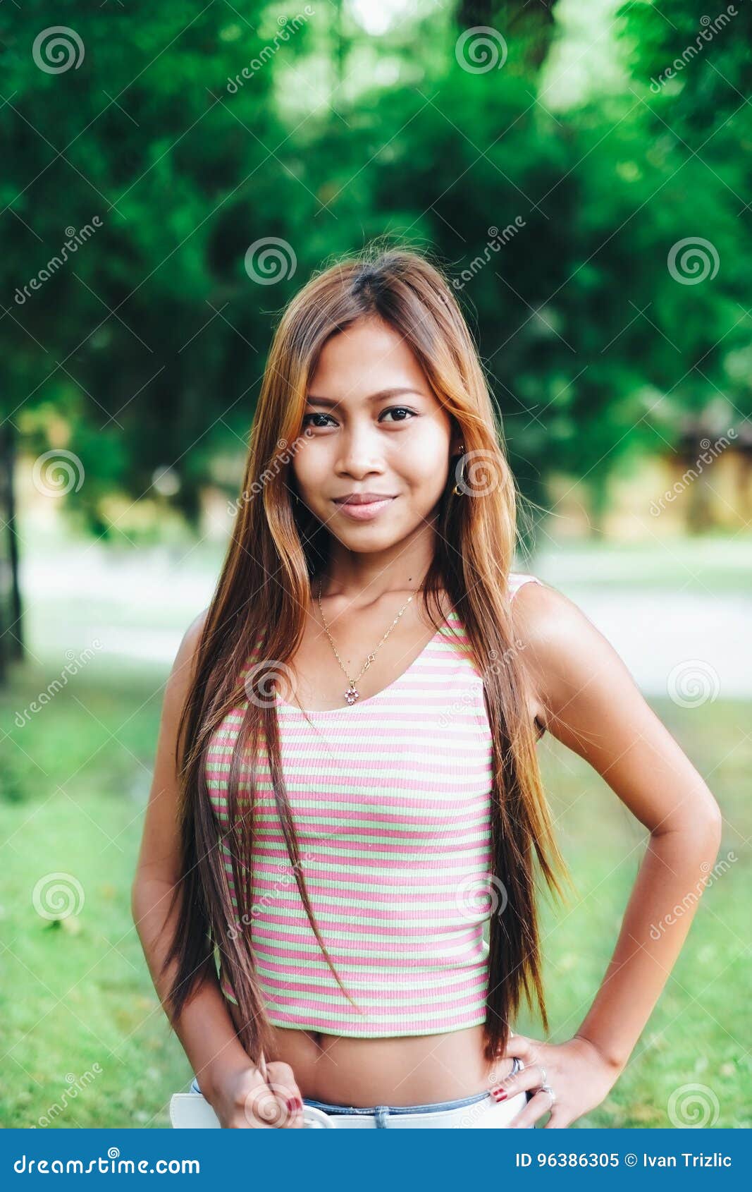 Natural Portrait Beautiful Asian Girl Smiling. Native ...