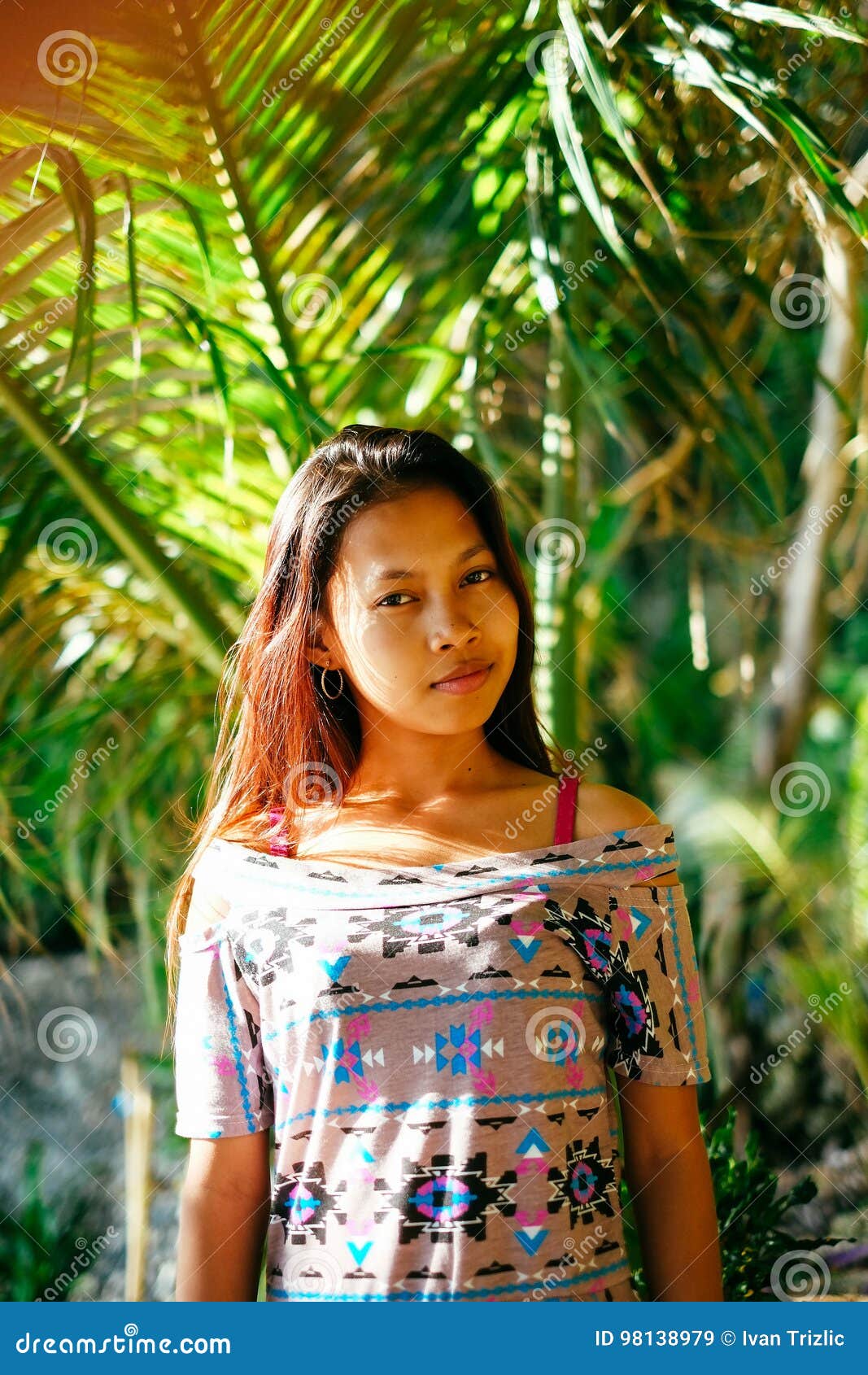 Natural Portrait Beautiful Asian Girl Smiling Native