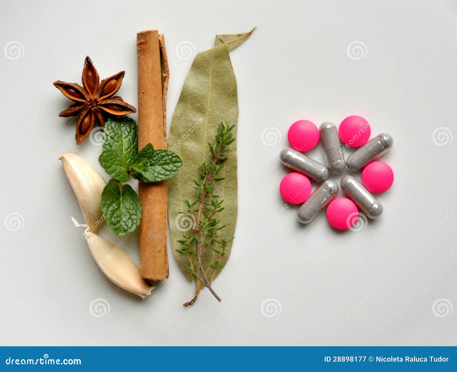 Natural Remedy Versus Modern Pills Stock Image Image of healthy