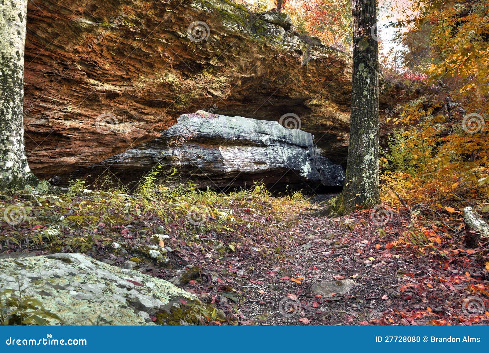 Natural Rock Bridge stock photo. Image of october, arkansas 27728080
