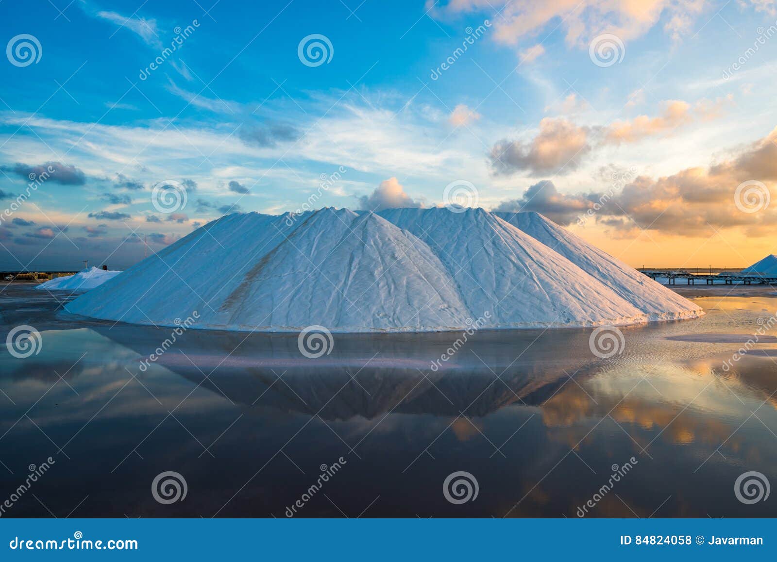 natural sea salt producing in las coloradas, yucatan, mexico