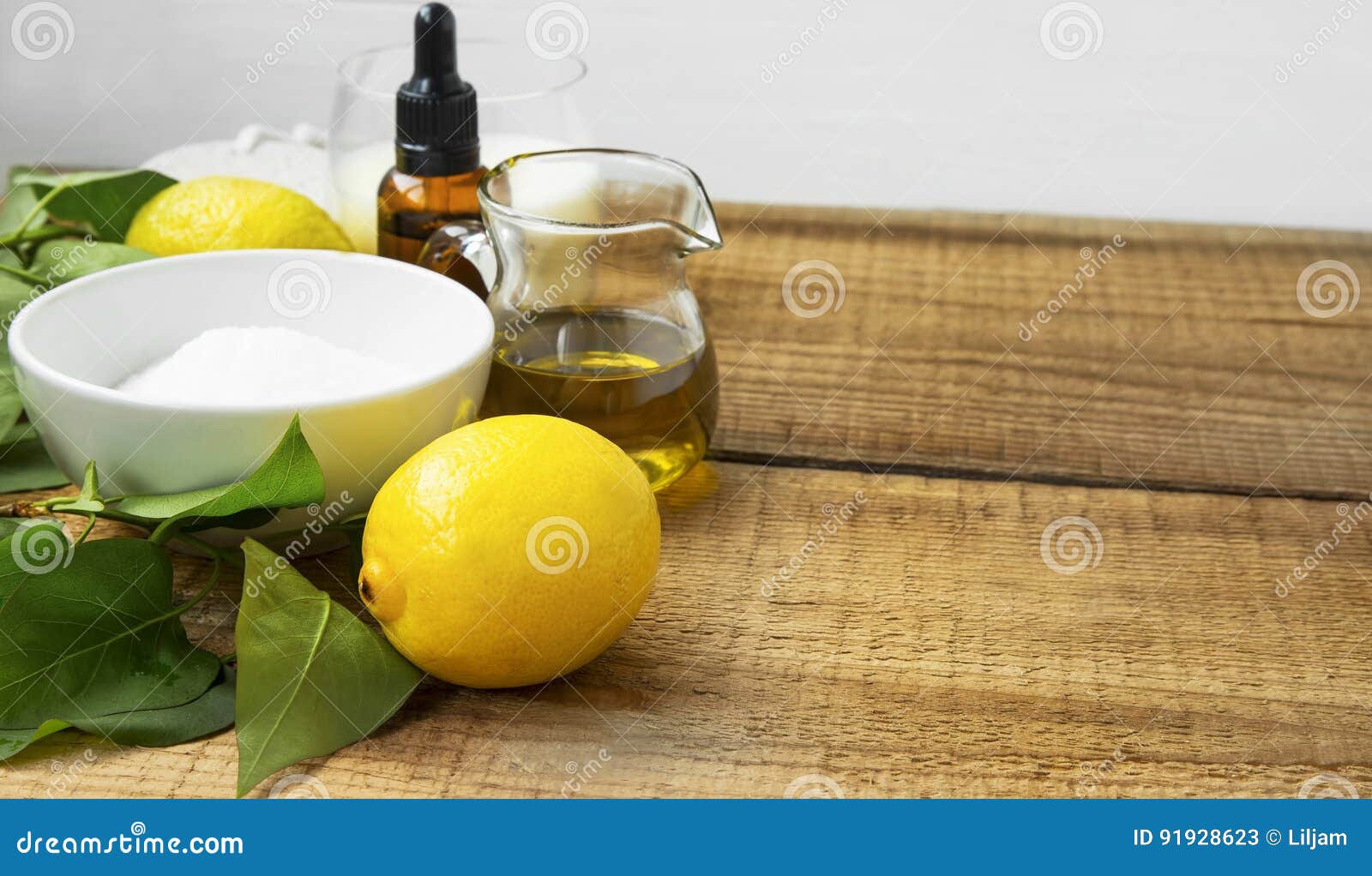 natural spa skincare with organic salt and herbs, lemon, olive o