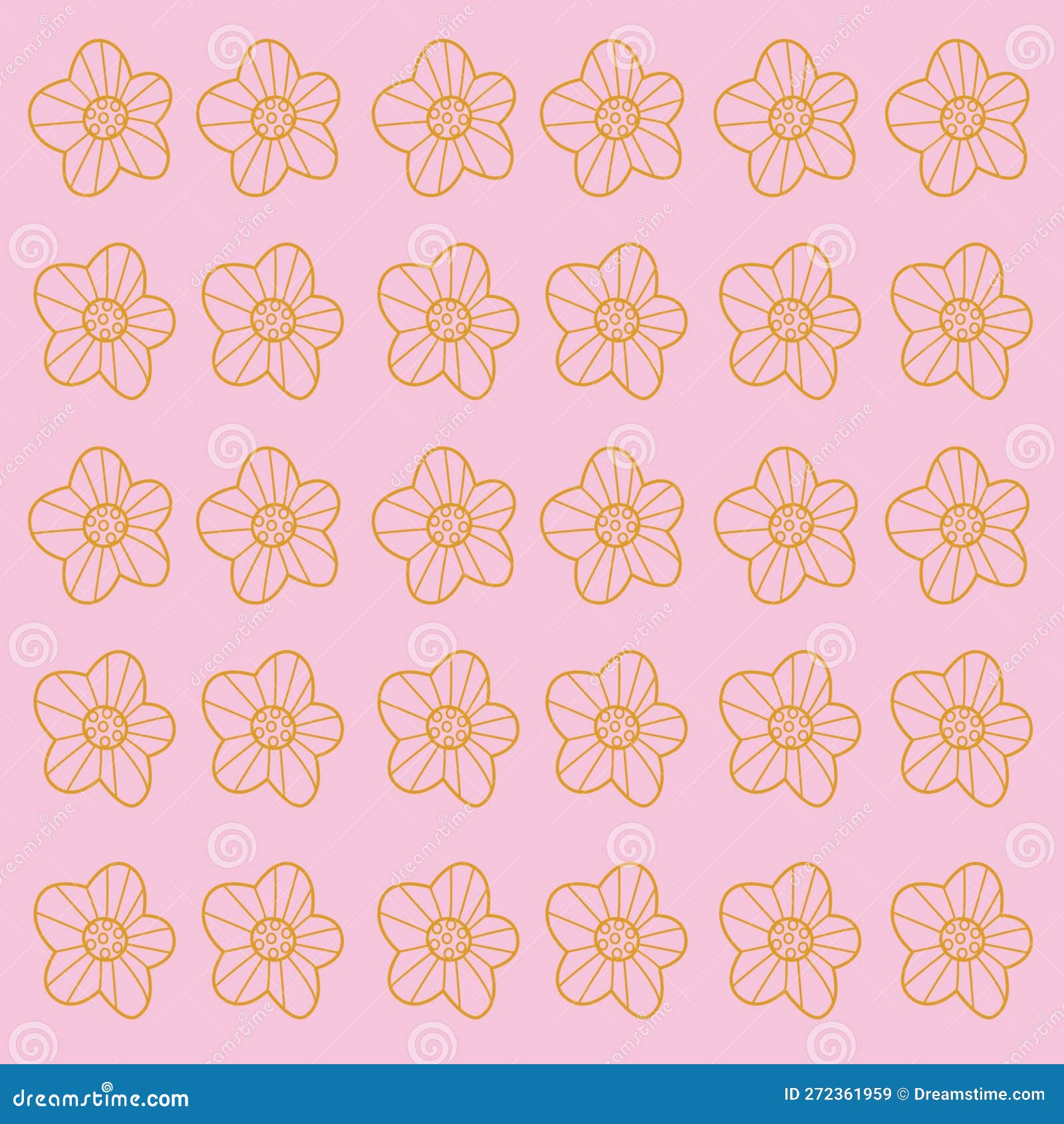 Natural Spring Flowers Yellow on Pink Pattern, Background Stock Vector