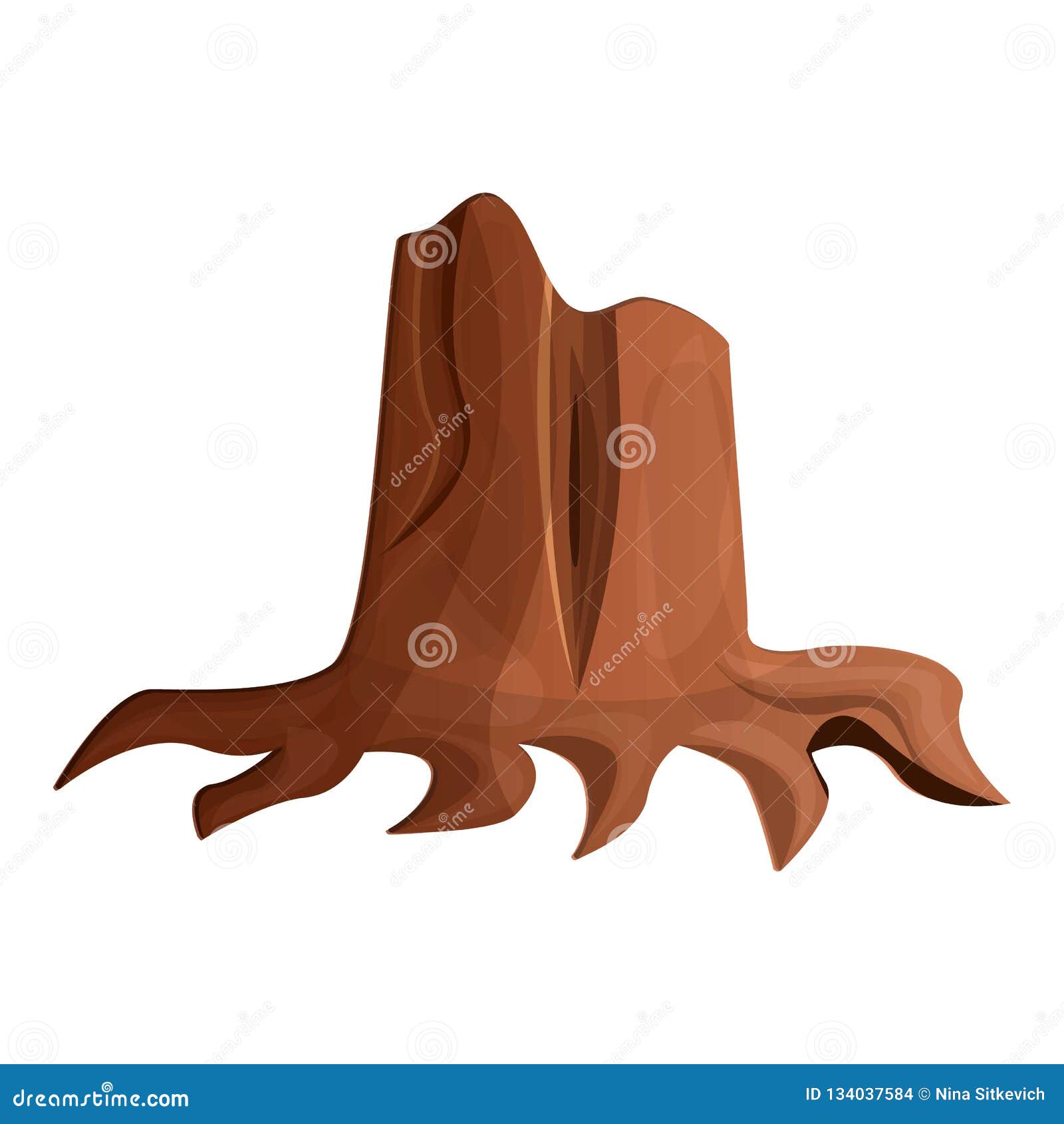 Natural Tree Stump Icon, Cartoon Style Stock Vector - Illustration of