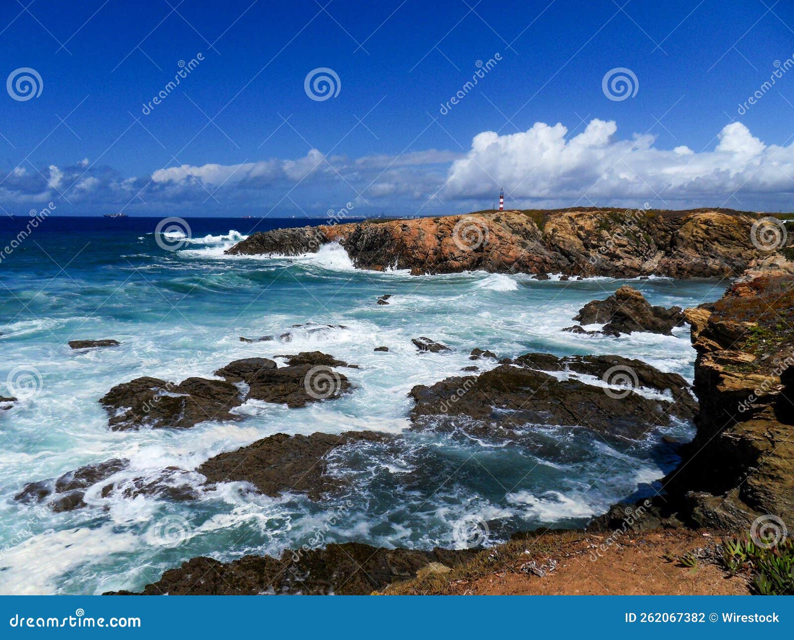 natural view of the rocky coast of alentejo litoral in portugal