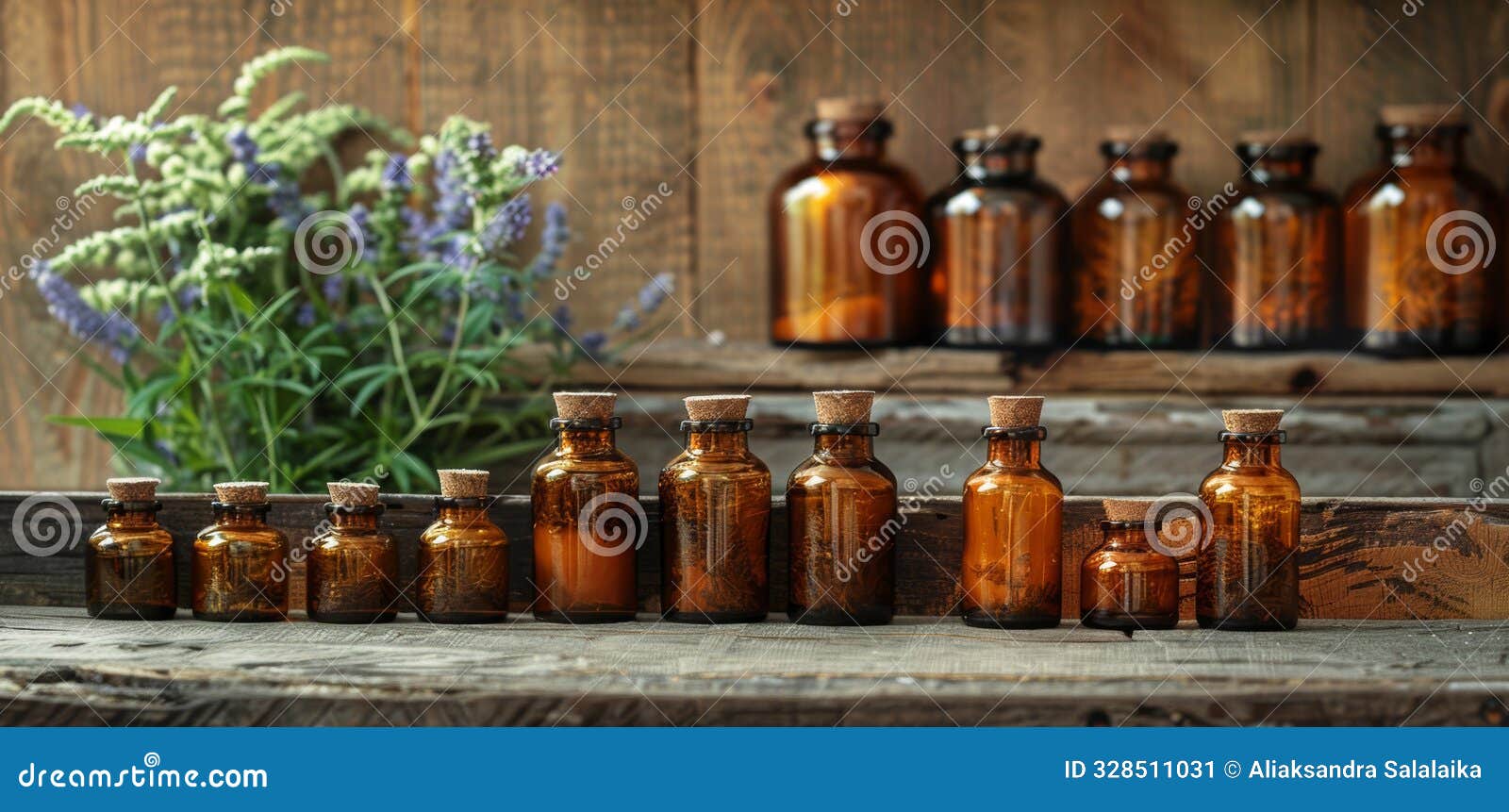 natural wellness display, organic hemp extract bottles artistically displayed on a wooden table, embodying the charm of