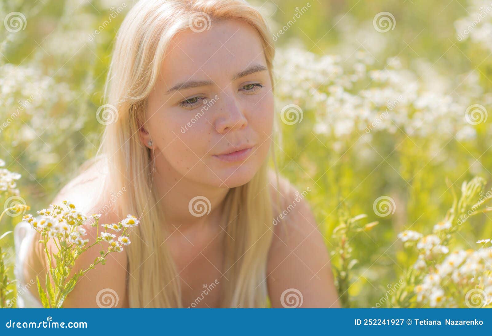 Cute Blonde Girl With Fresh Skin Outdoor Portrait Stock Image Image