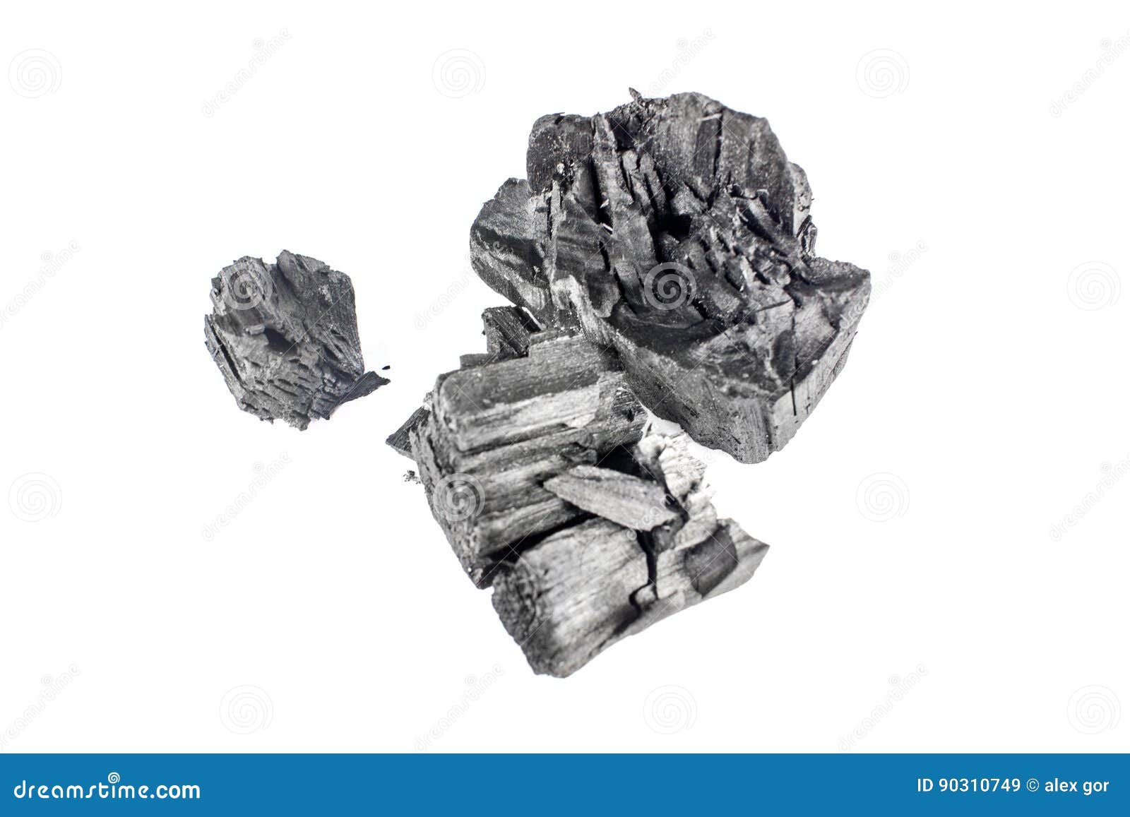 Natural Wood Charcoal Isolated on White Background. Stock Image Image