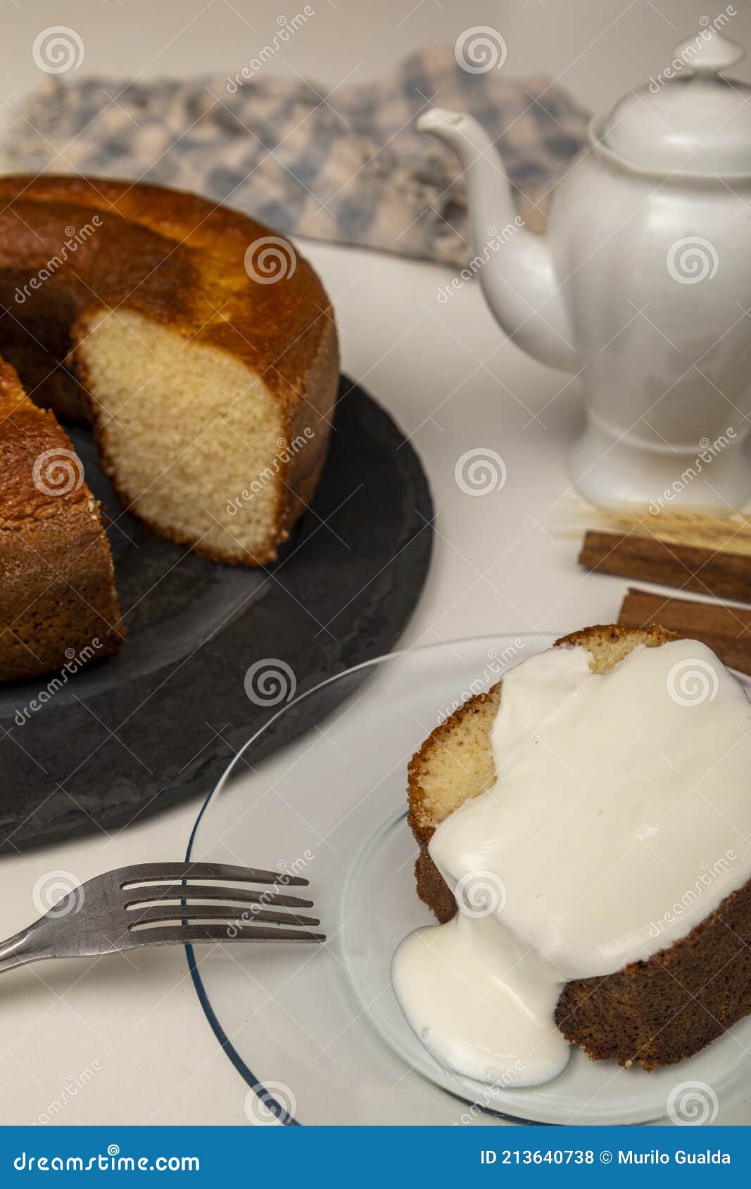 Natural Yogurt Cake with Cinnamon Stock Photo Image of breakfast, slice 213640738