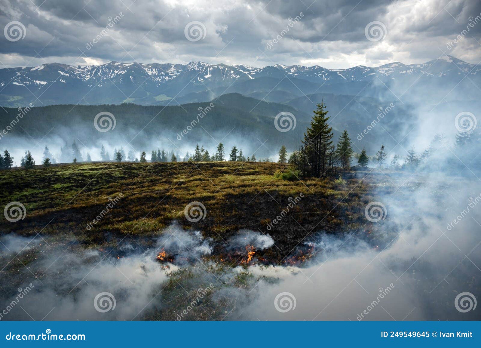 naturally burning mountains in ukrainian carpathians