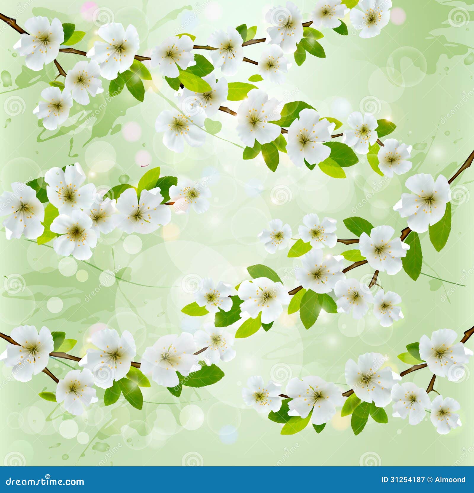 nature background with blossoming tree branches.