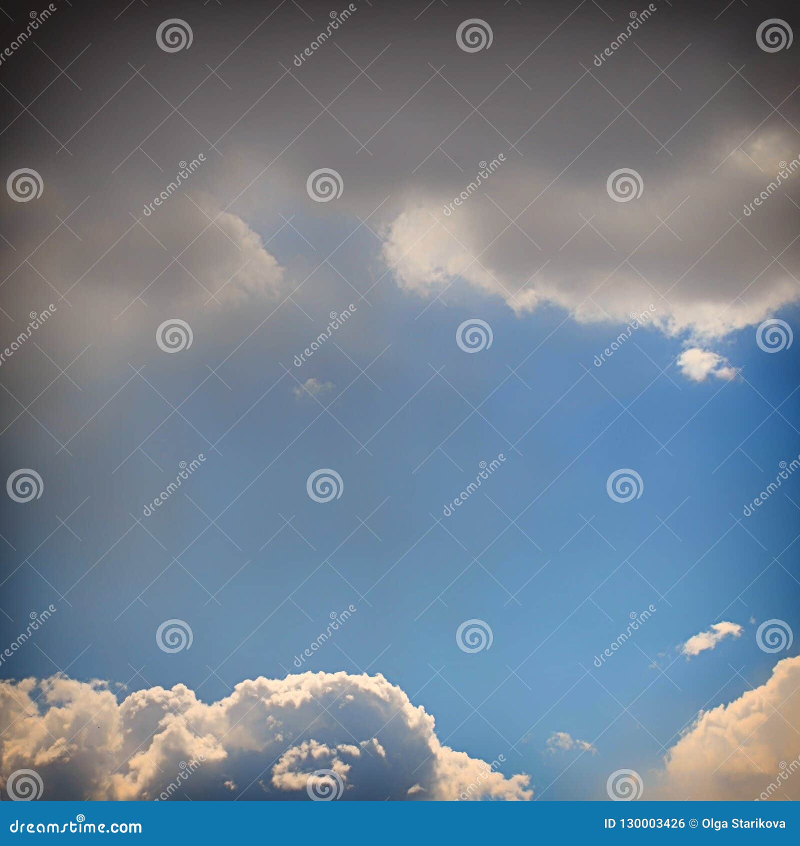 Nature Background. Fluffy Soft Clouds In Sky Toned. Stock Photo - Image ...