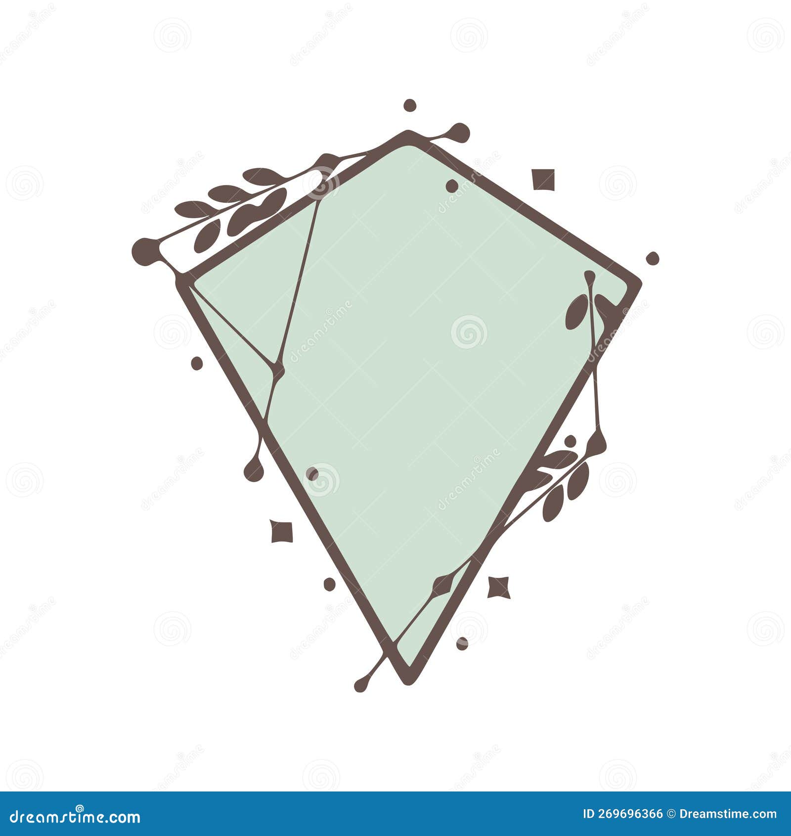 Nature Geometric Frames with Leaves Made from Lines and Dots Stock