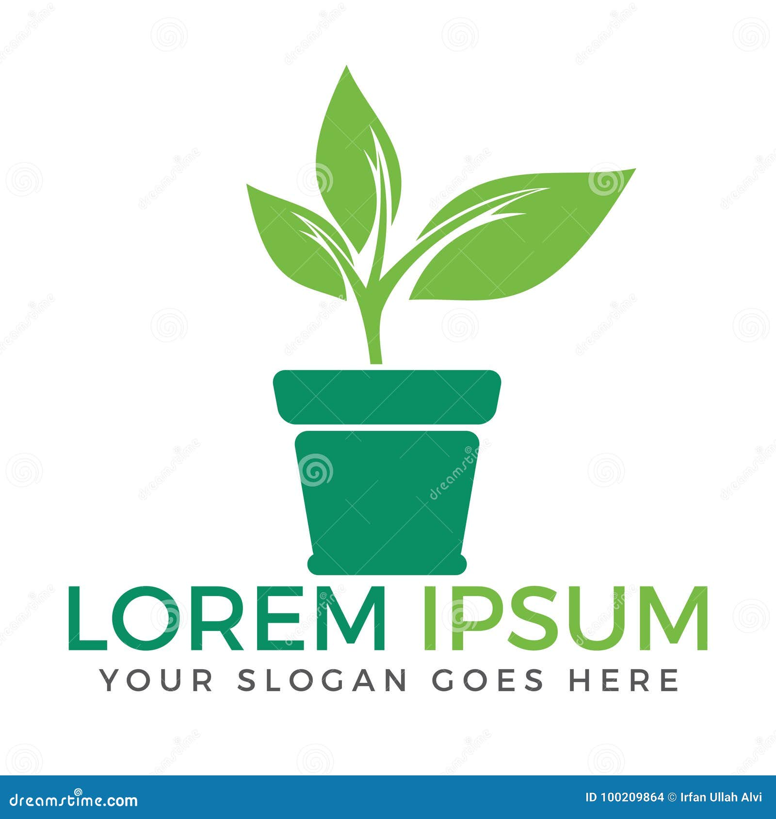 Flower pot and plant logo. stock vector. Illustration of active 100209864