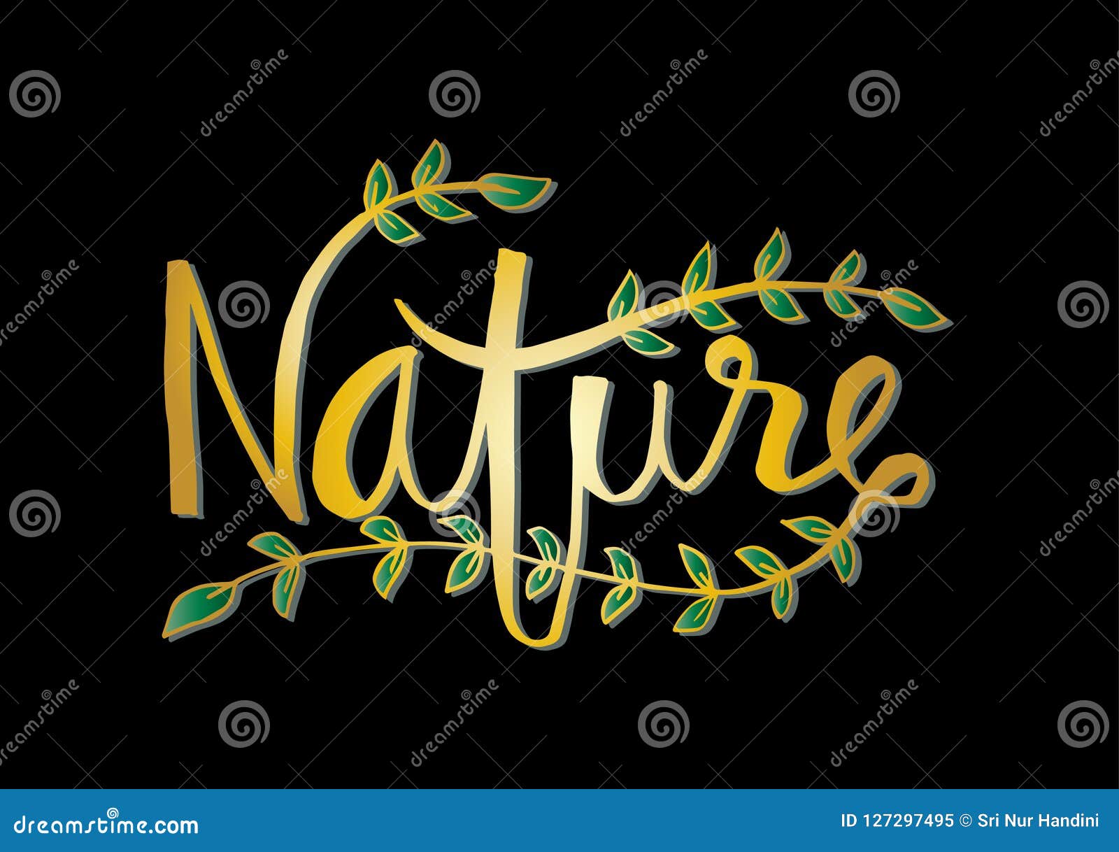 Nature hand lettering stock vector. Illustration of card - 127297495