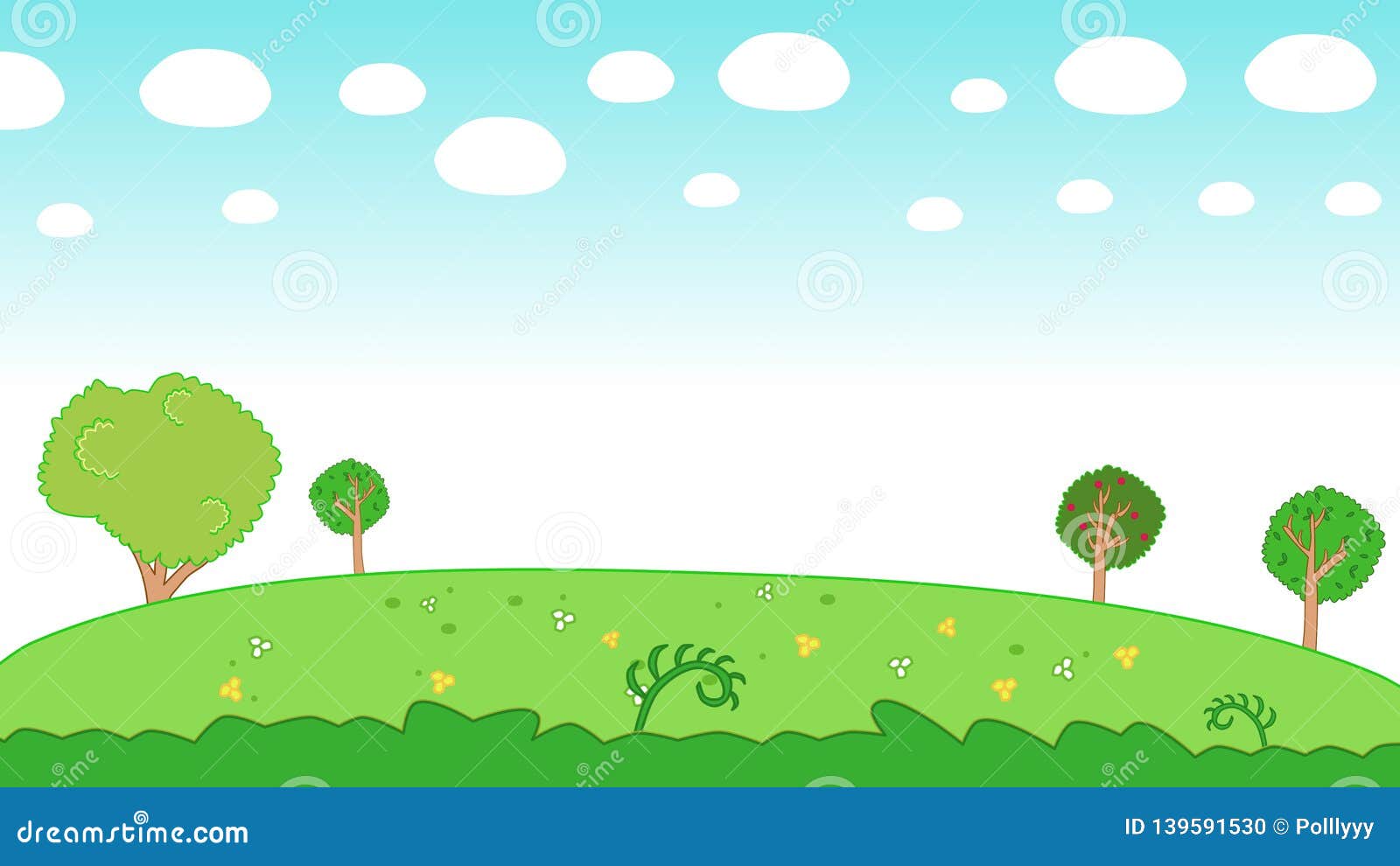 Nature Illustration. Warm Summer, Beautiful Landscape. Background  Illustration for a Cartoon. Stock Illustration - Illustration of plant,  graphics: 139591530