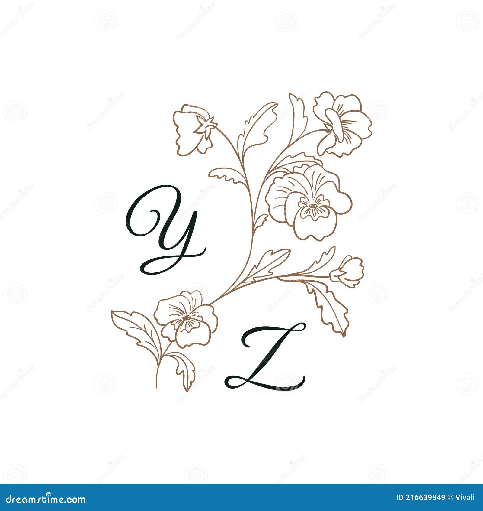 Uppercase Letter S With Flowers And Branches Vector Flowered