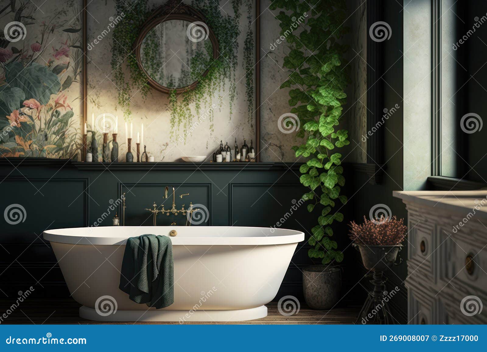 nature-inspired bath havens: self-care and wellness vanities. generative ai