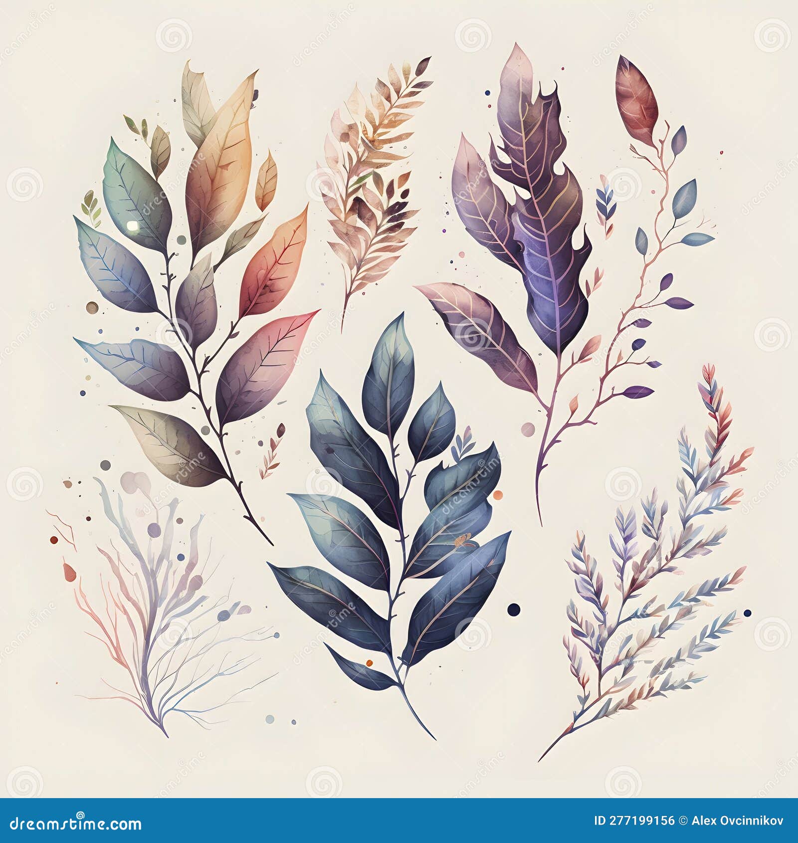 NatureInspired Drawings of Leaves and Branches for Scrapbooking and