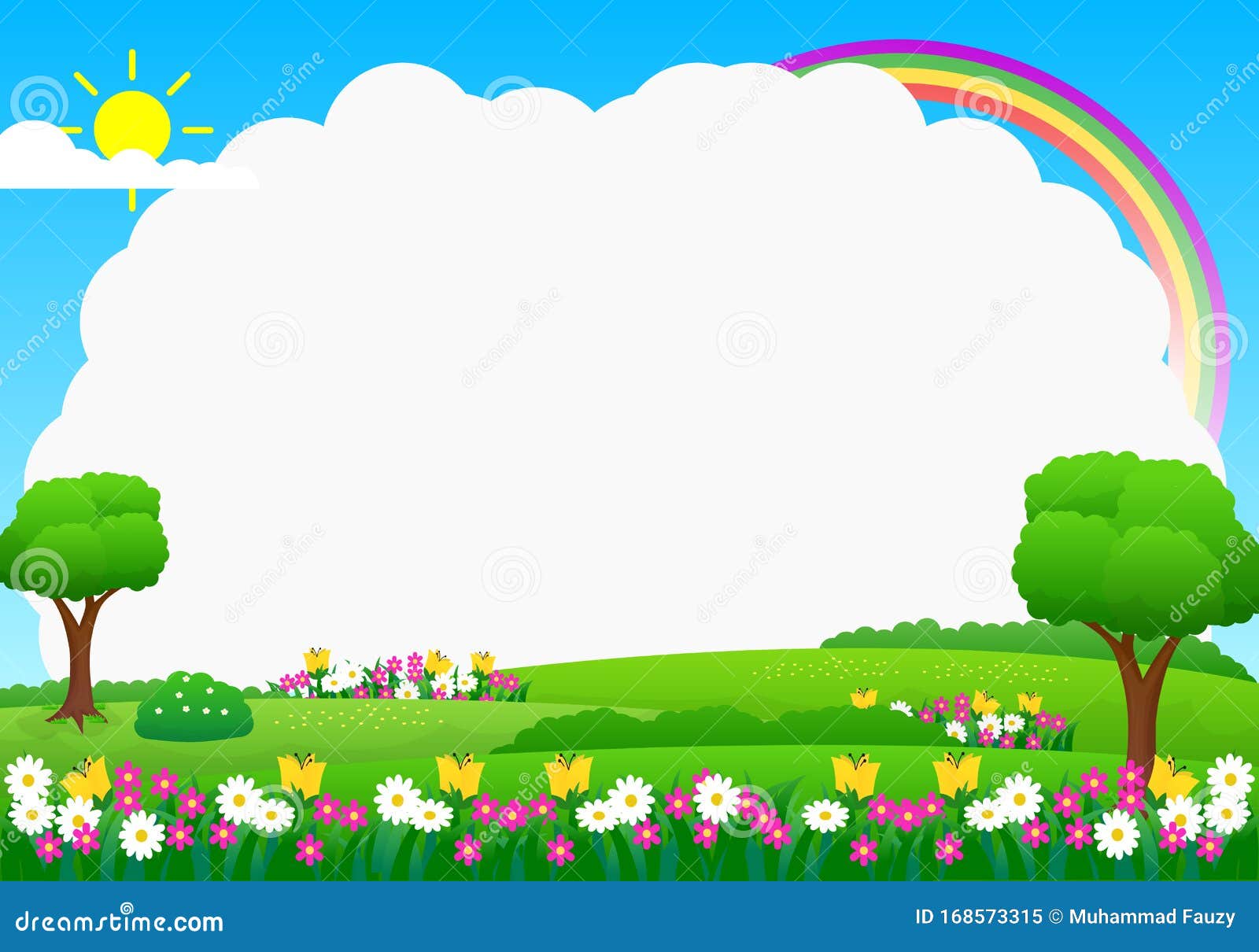 Nature Landscape Background with Funny Design Suitable for Kids Stock  Vector - Illustration of children, cheerful: 168573315