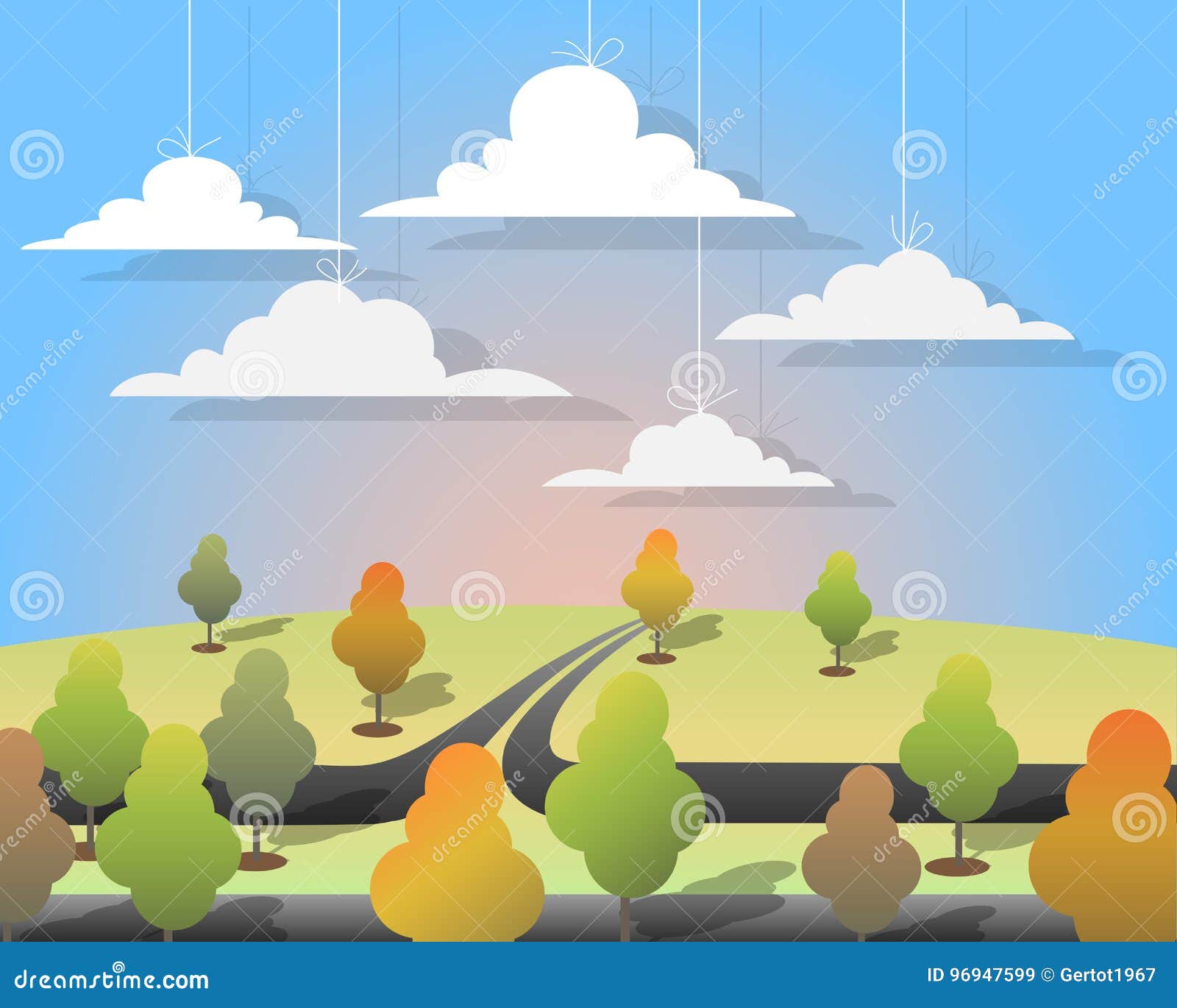 Nature Landscape in Cut Paper Style Stock Vector - Illustration of ...