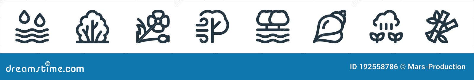 nature line icons. linear set. quality  line set such as bamboo, sprout, shell, river, wind, poppy, bush