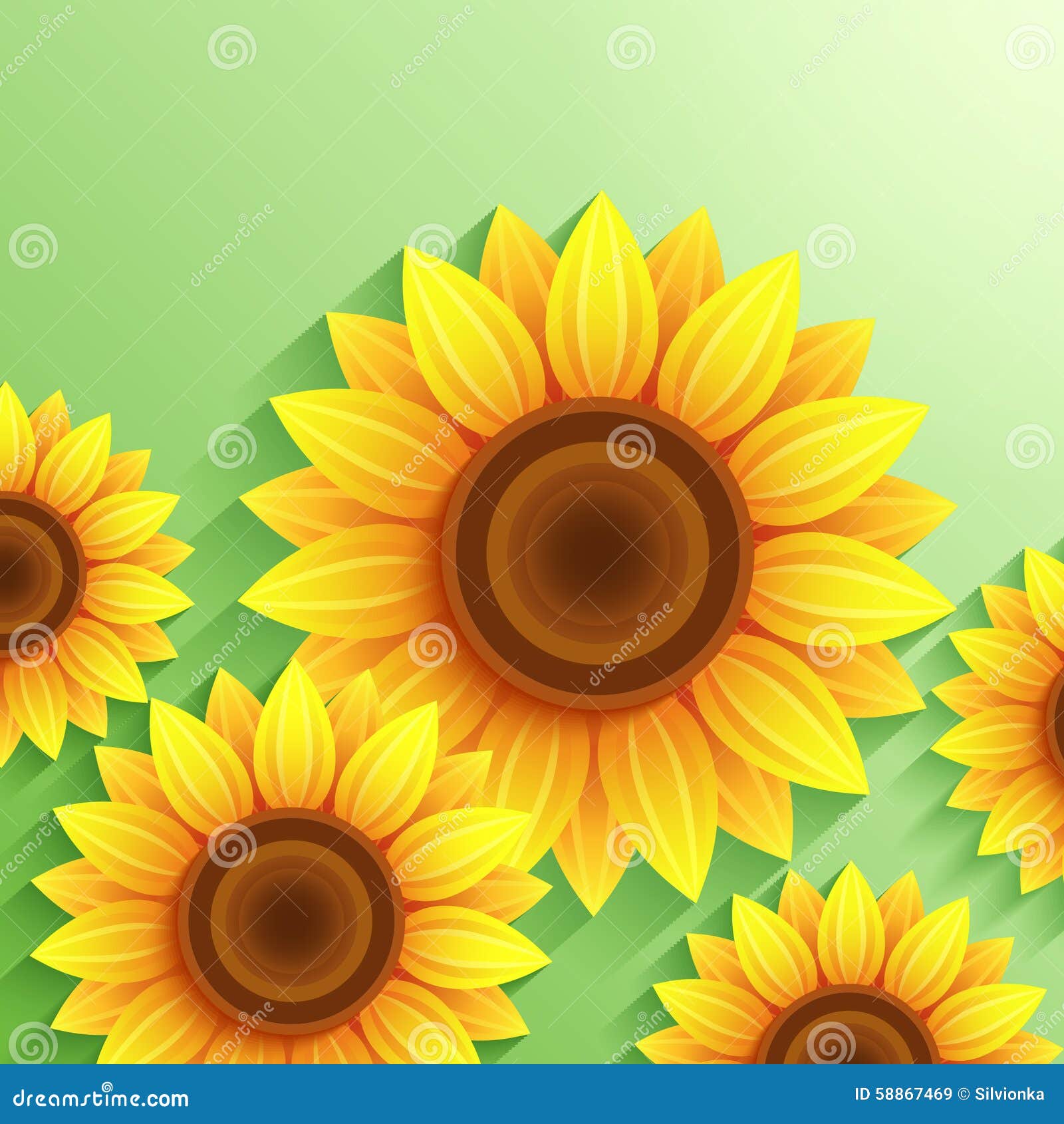 Nature Modern Background with 3d Sunflower Stock Vector - Illustration of  field, border: 58867469