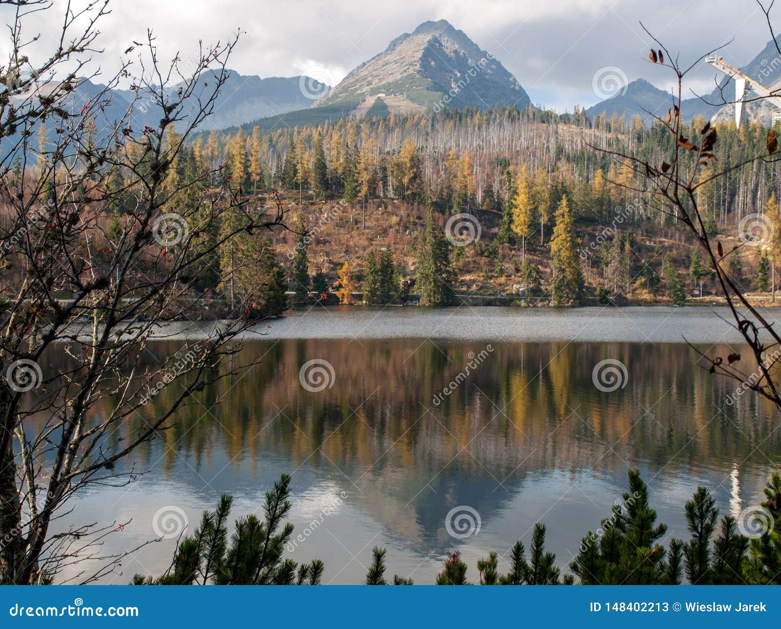 Nature Mountain Scene With Beautiful Lake In Slovakia Tatra Strbske