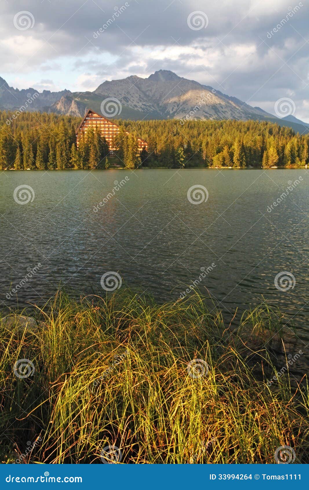 Nature Mountain Scene With Beautiful Lake Strbske Pleso Vertical