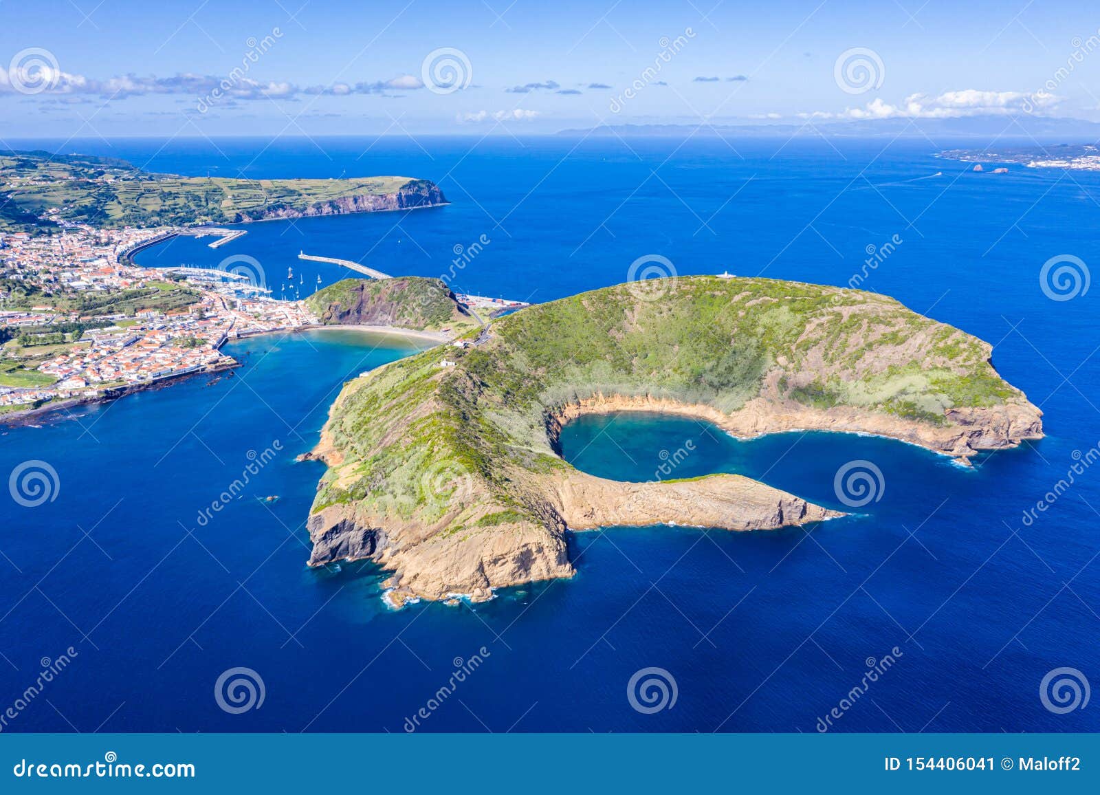 nature park, destructed extinct volcano craters of caldeirinhas, mountain guia, baia do porto pim and port, faial island, portugal