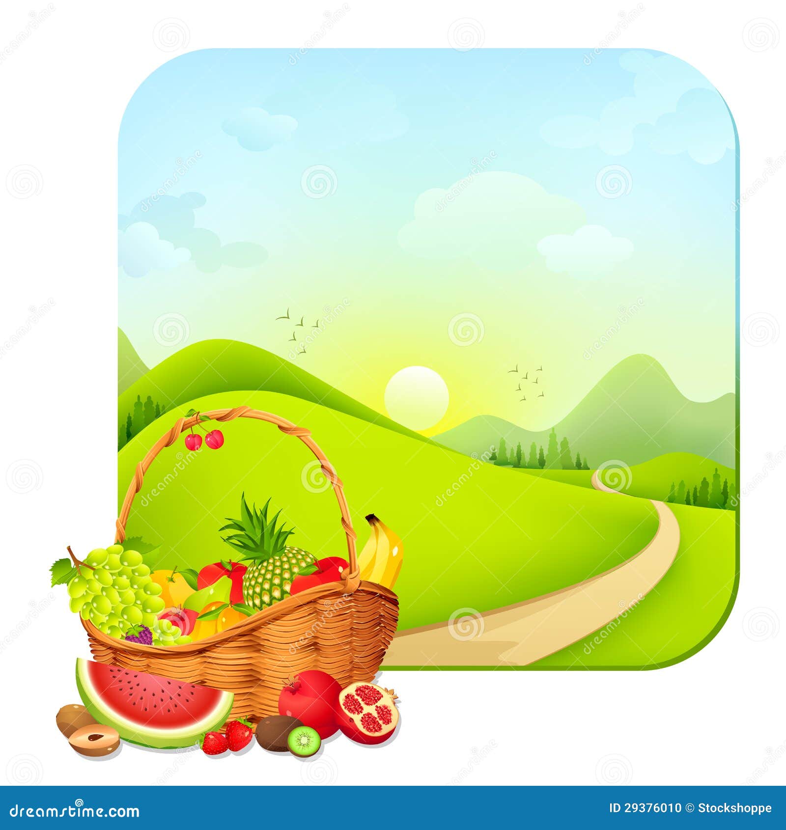 Nature s Basket stock vector. Illustration of path, colorful 29376010