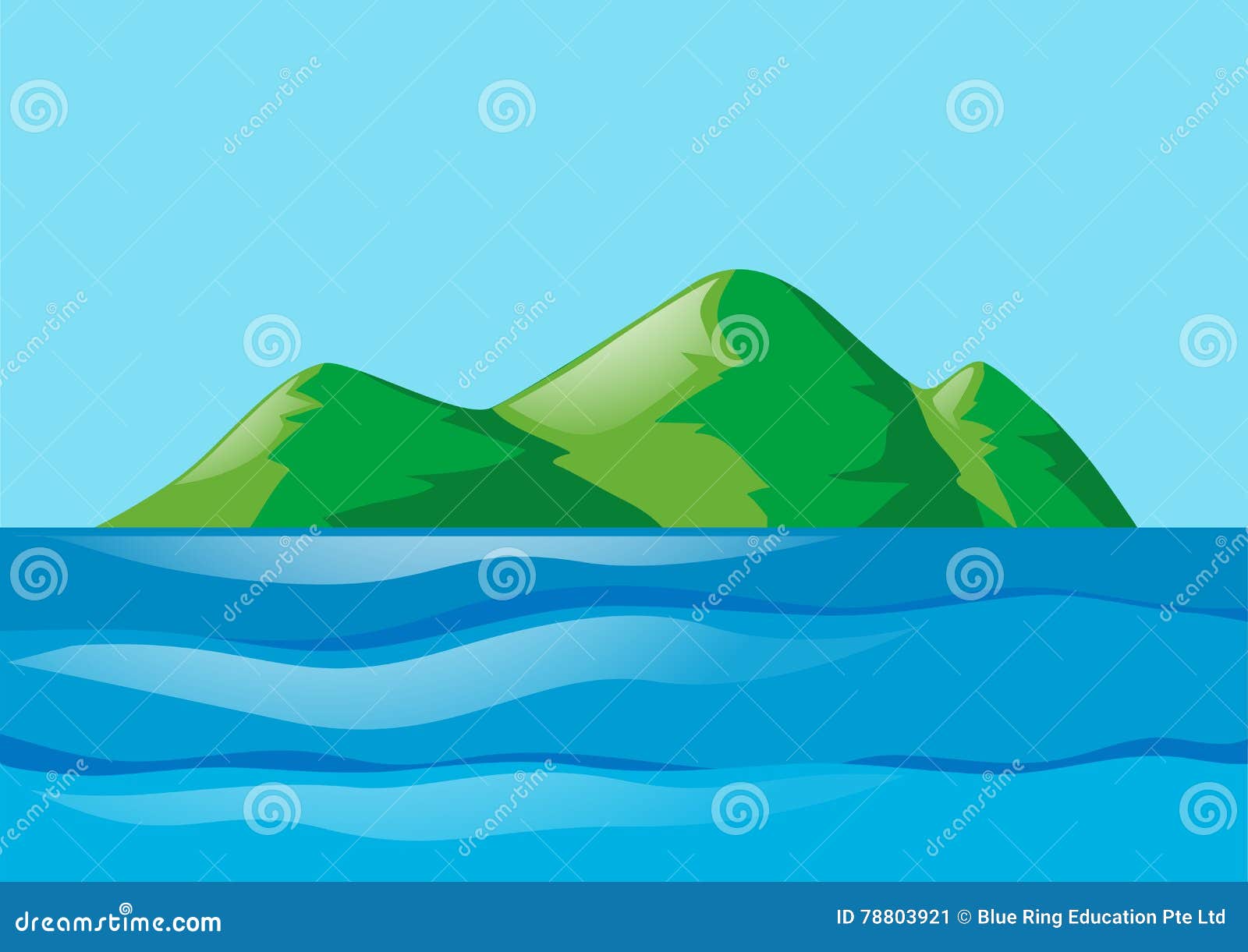 Nature Scene with Ocean and Island Stock Illustration Illustration of
