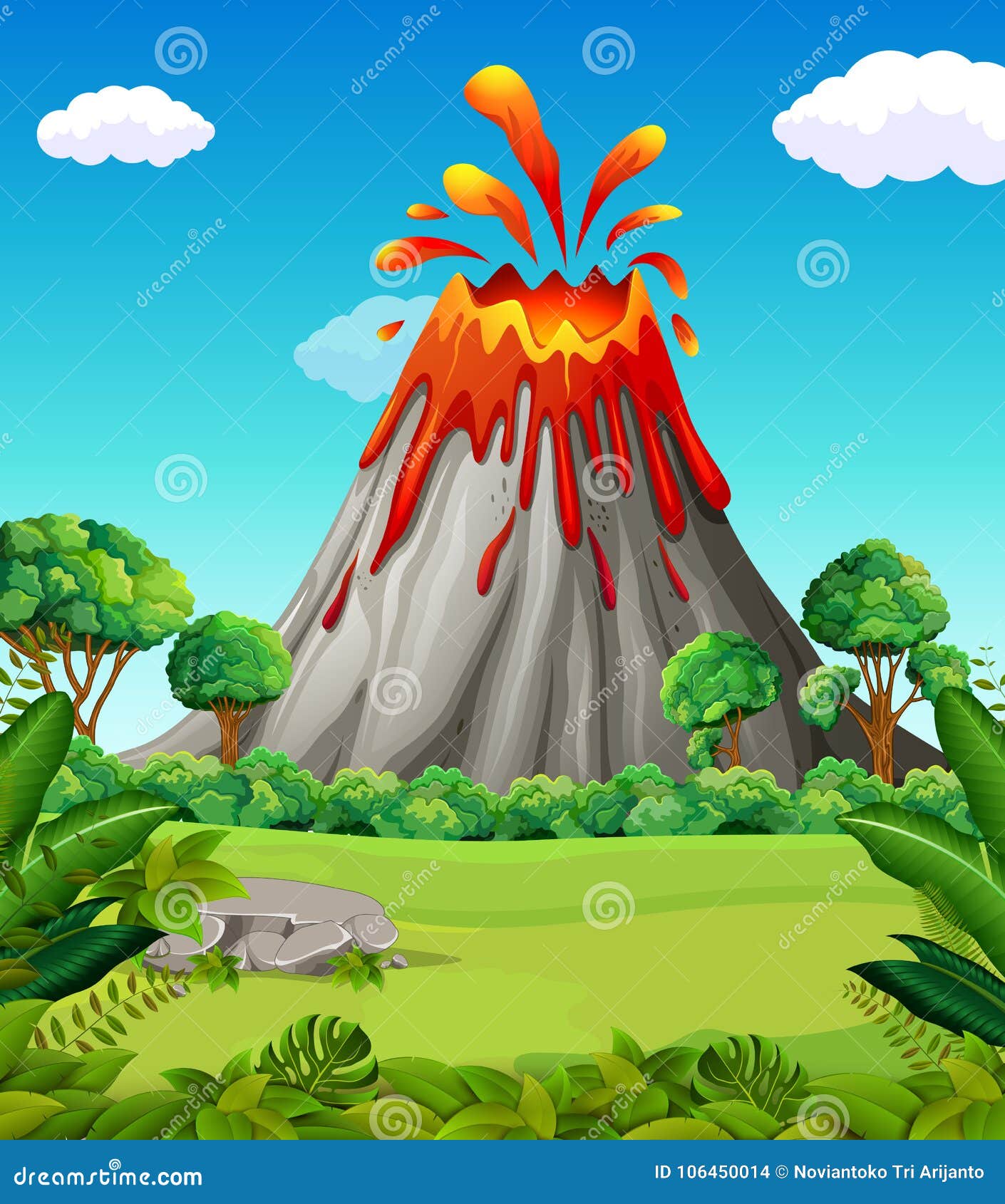 nature scene of volcano eruption