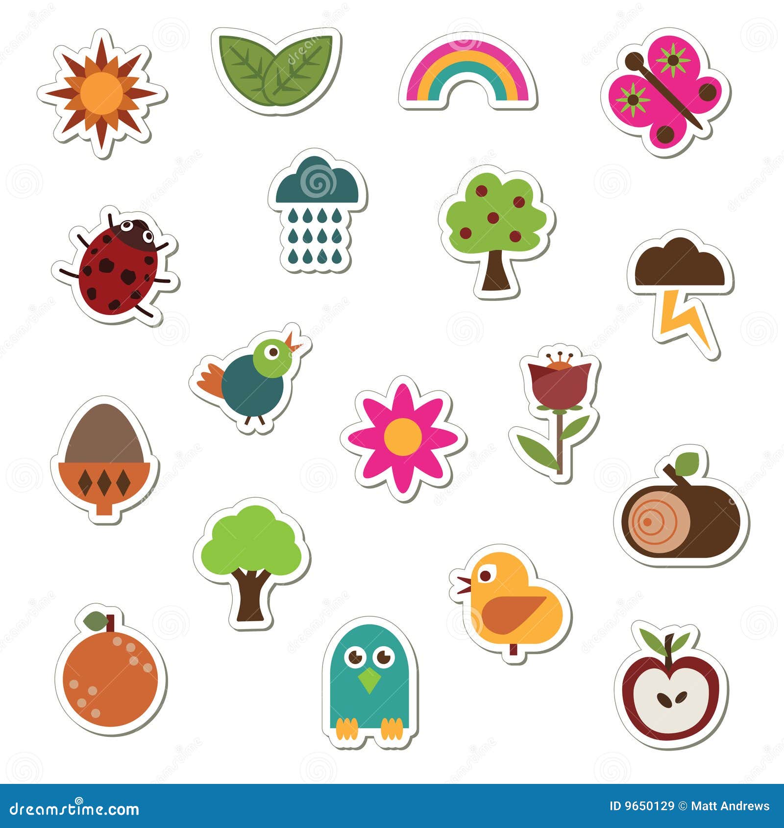 Nature stickers stock vector. Illustration of wood, chick - 9650129
