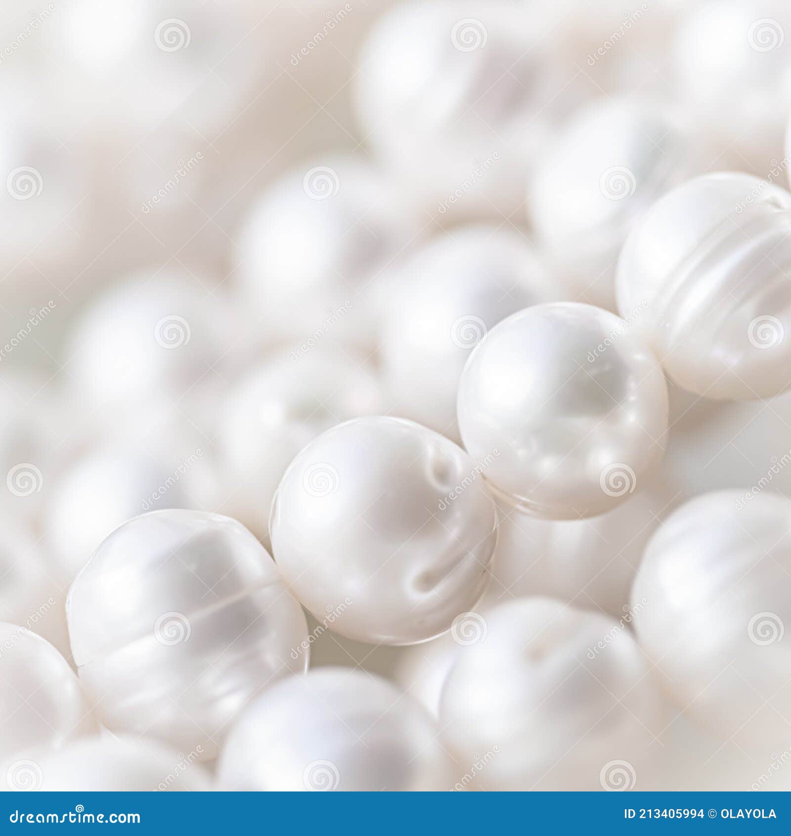 Nature White String of Pearls in Soft Focus, with Highlights Stock