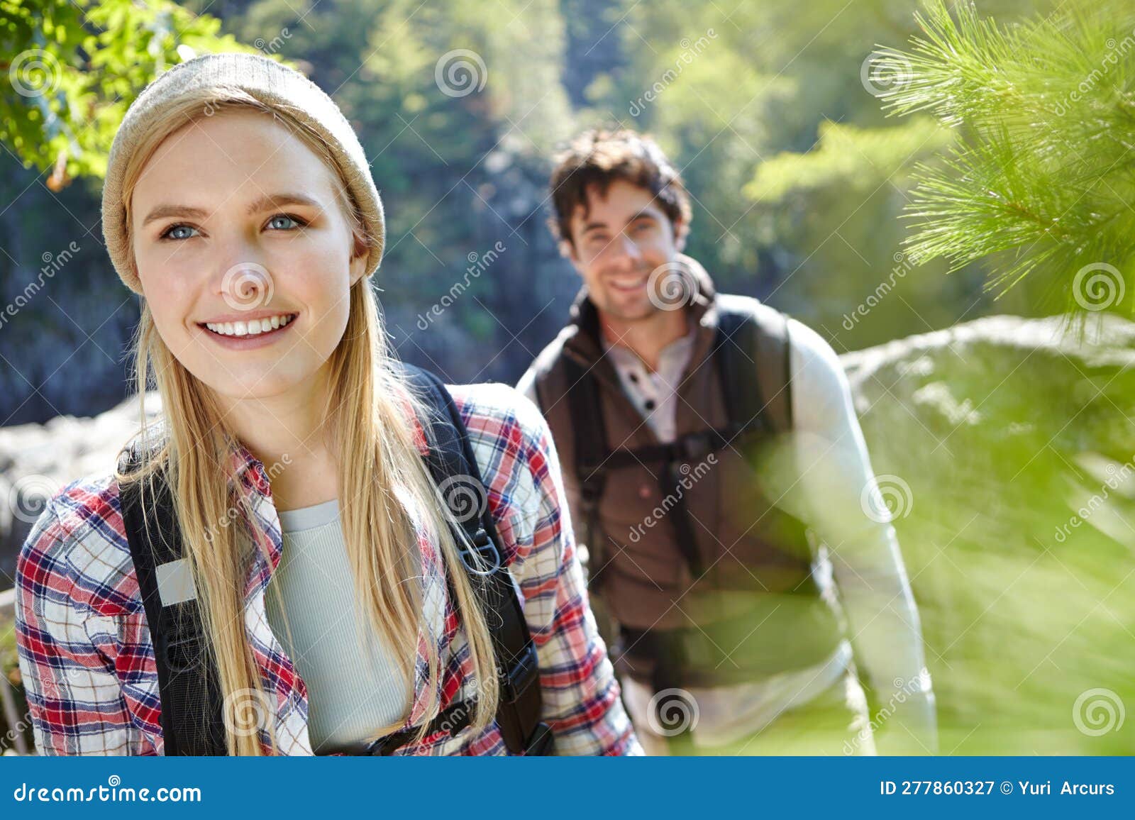 Nature is Wonderful. a Young Couple Exploring Nature Together. Stock
