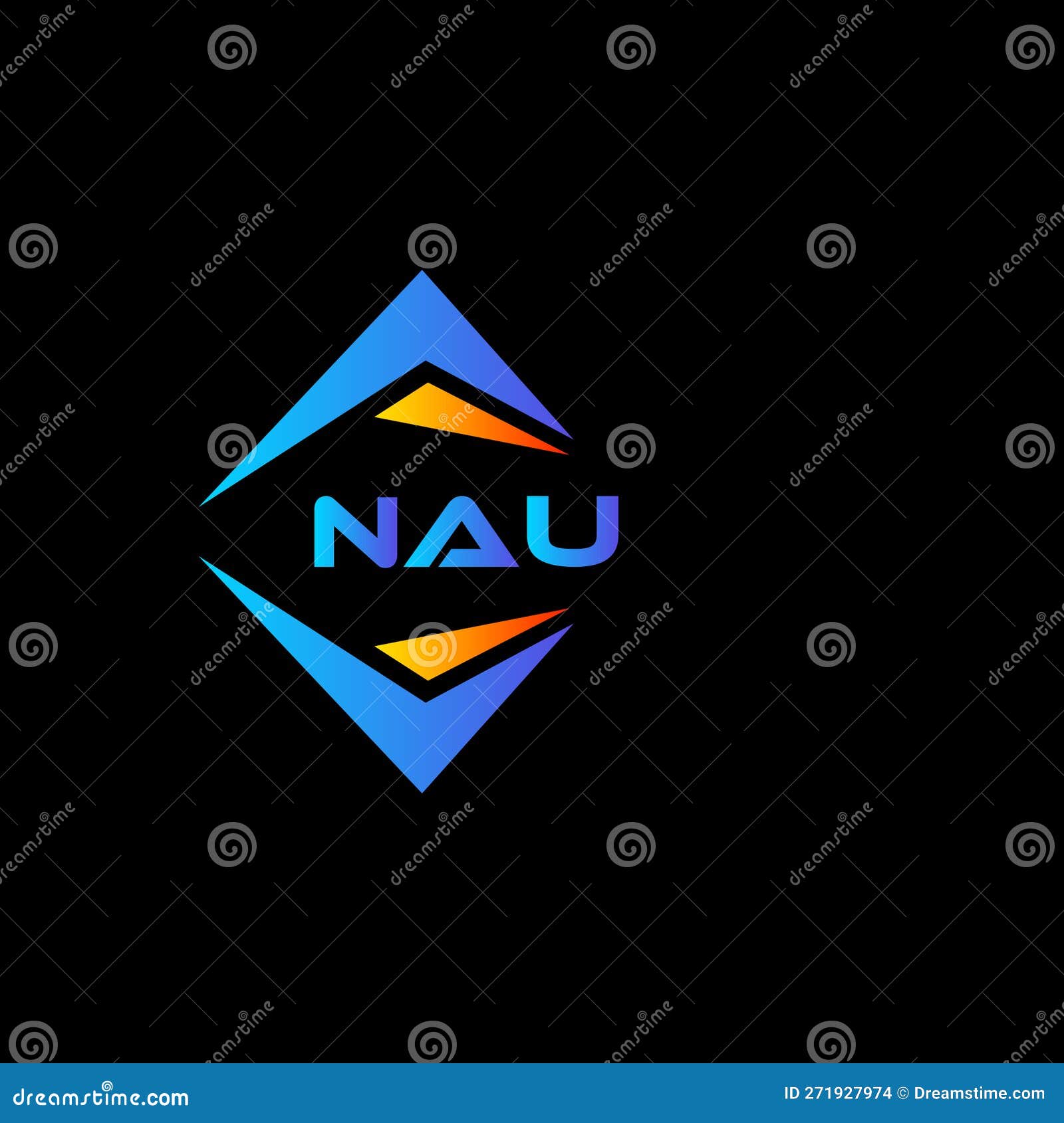 NAU Abstract Technology Logo Design on Black Background. NAU Creative ...