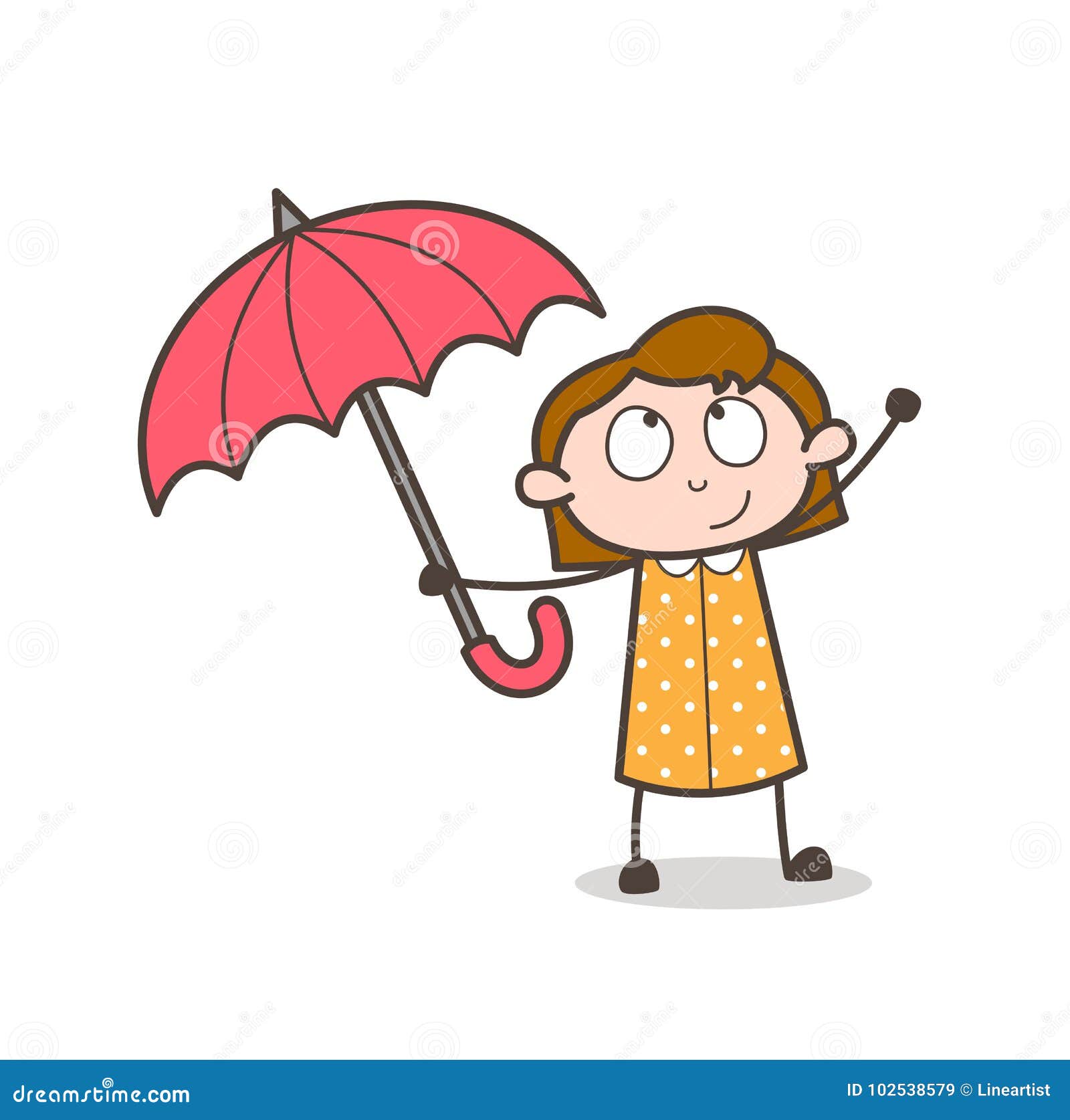 Naughty Young Girl Playing with Umbrella Vector Stock Illustration ...