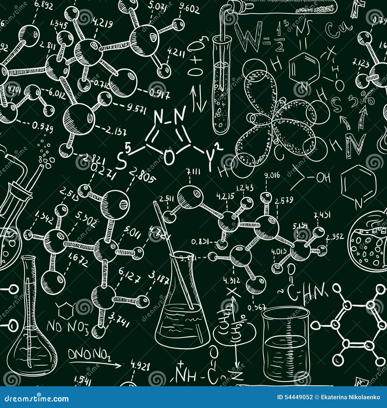 Nauki chemii laboratorium stary bezszwowy wzór Rocznika wektorowego tła szkicowy styl Szkolna projekt tekstura