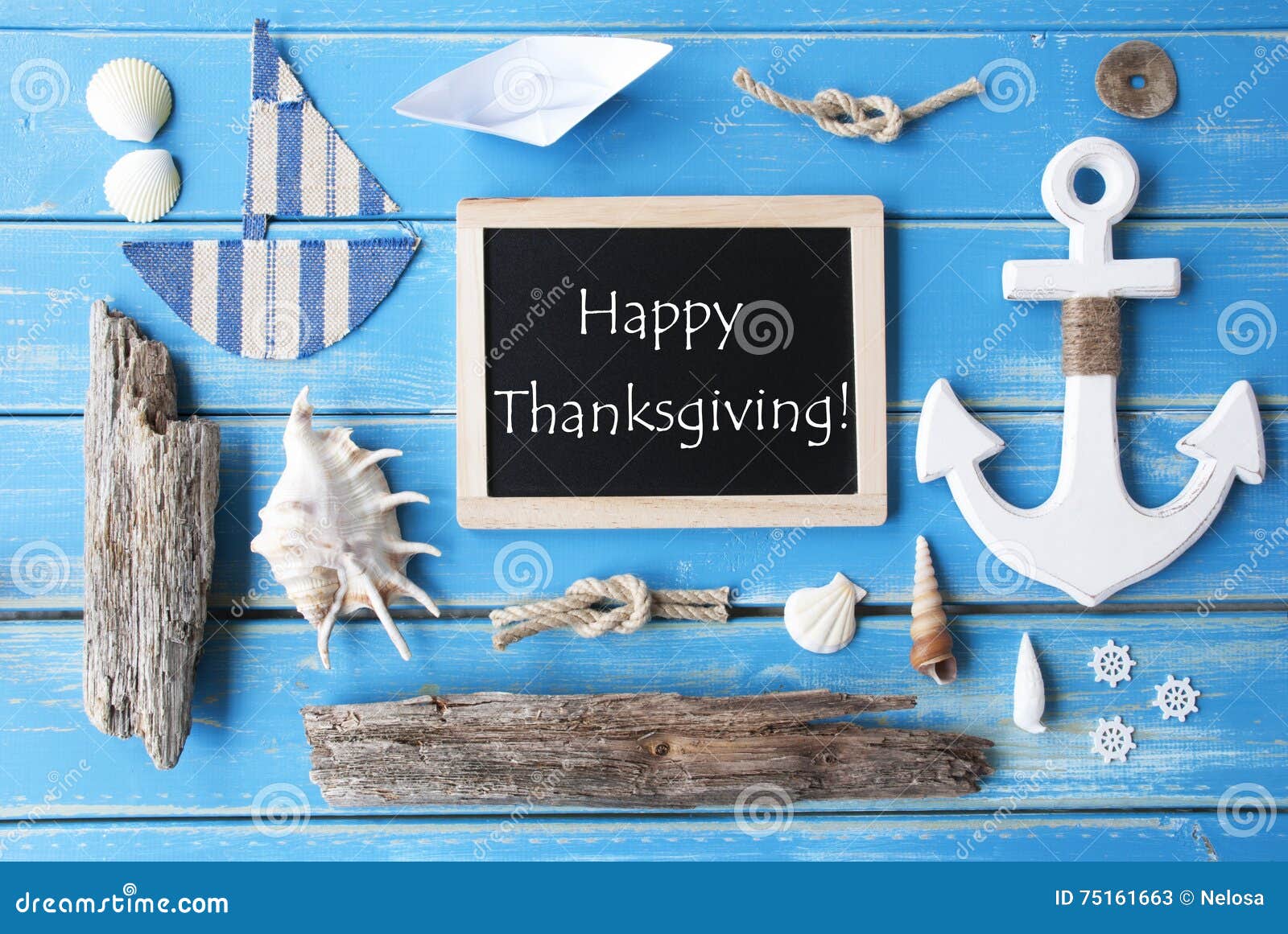 nautic chalkboard and text happy thanksgiving