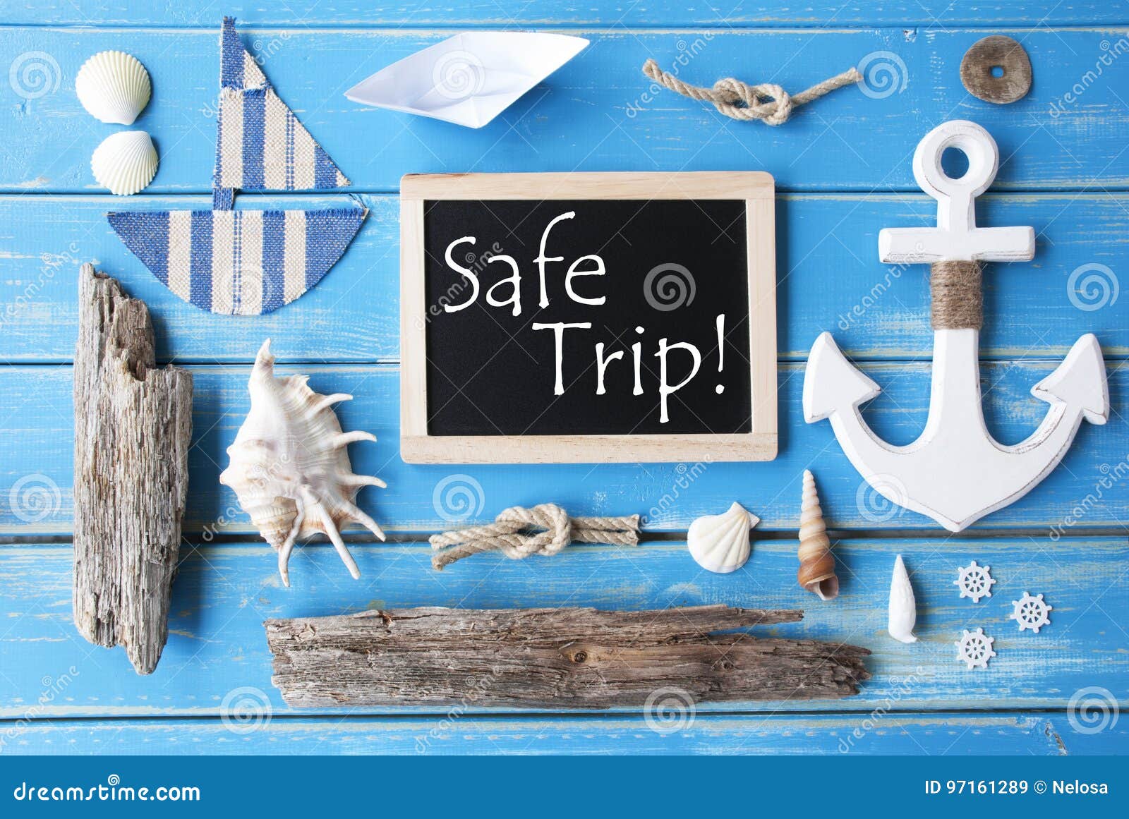 nautic chalkboard and text safe trip