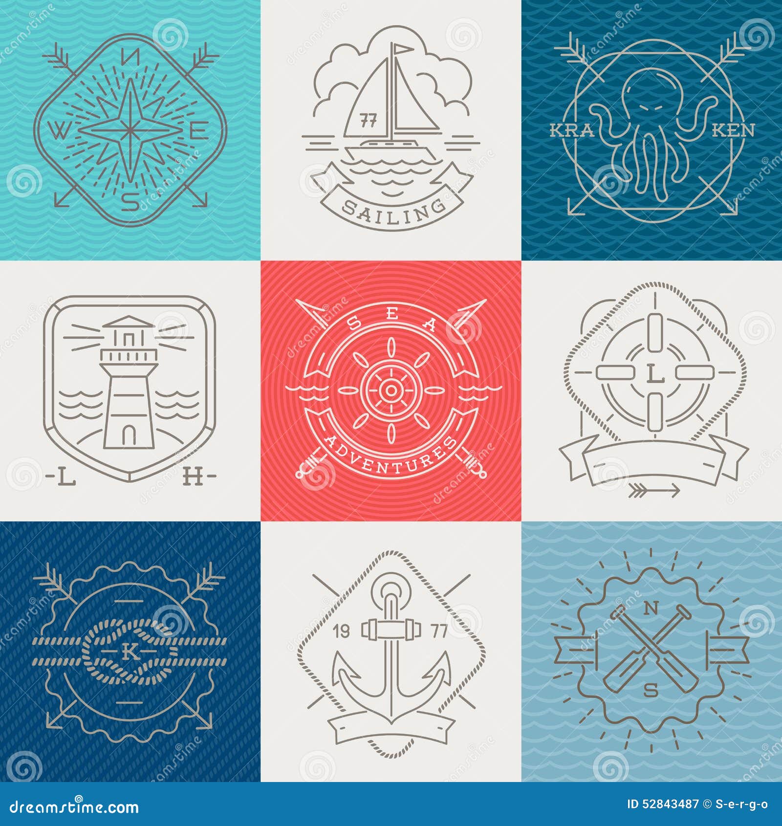 nautical, adventures and travel emblems signs and label