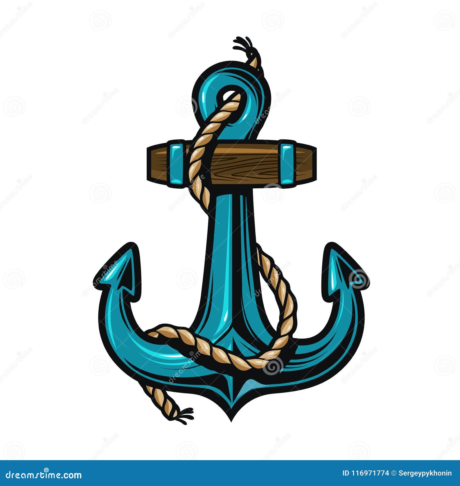 Nautical Anchor with Rope. Vector Illustration Stock Vector ...