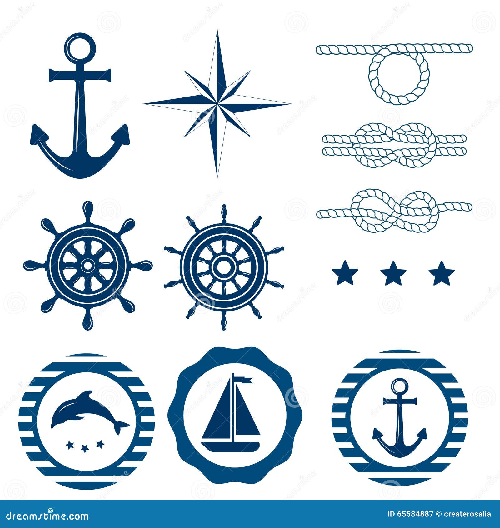 Nautical decoration set stock vector. Illustration of badge 65584887