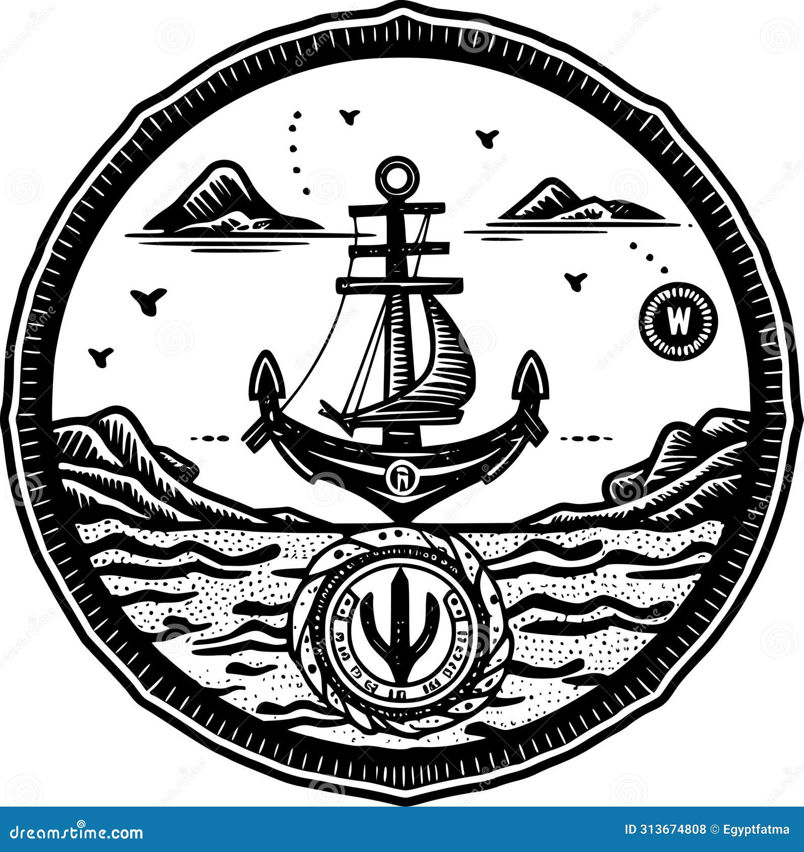 nautical - high quality  logo -   ideal for t-shirt graphic