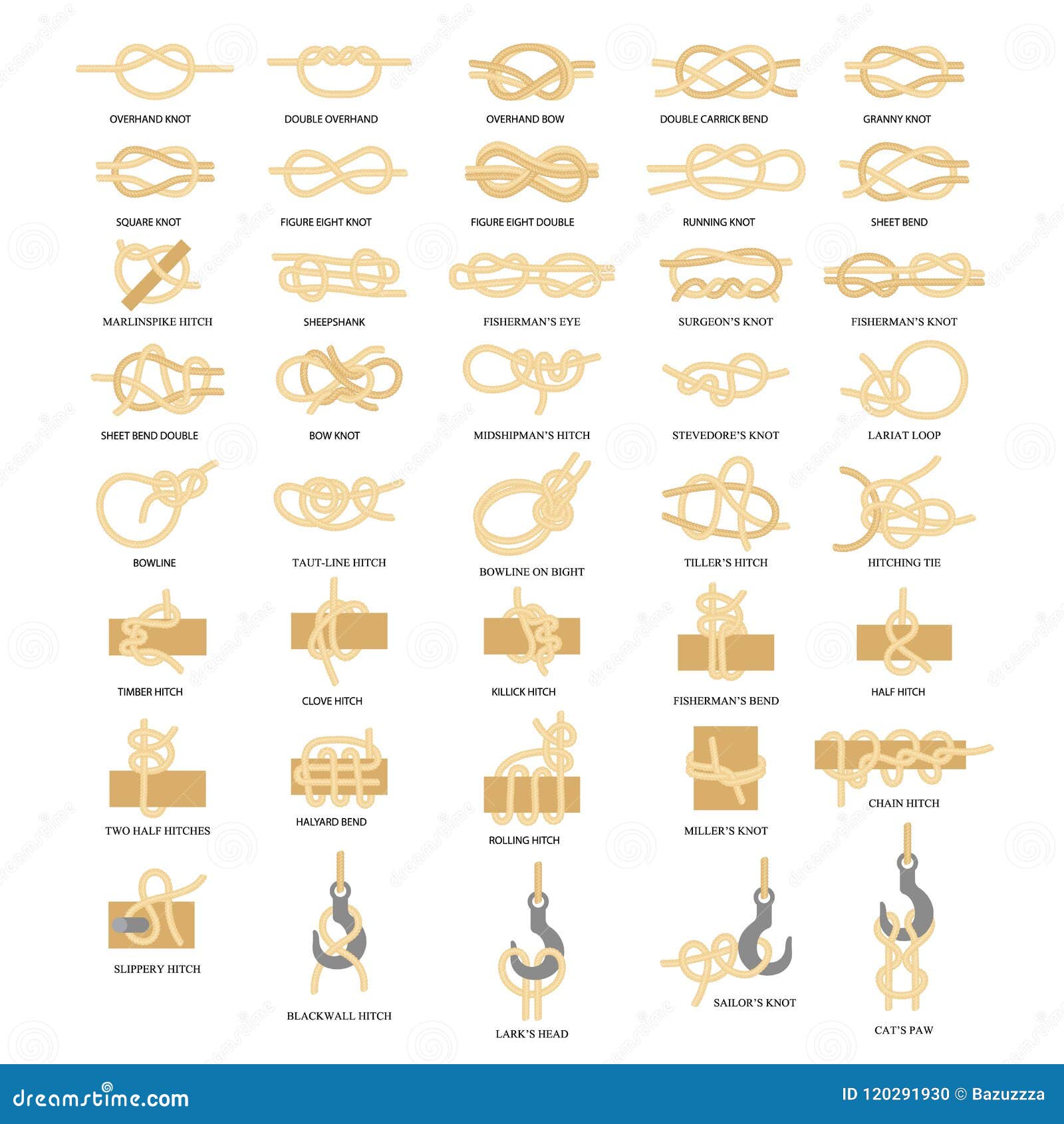 Nautical Rope Knots Vector Icon Set Stock Vector - Illustration of design,  nautical: 120291930